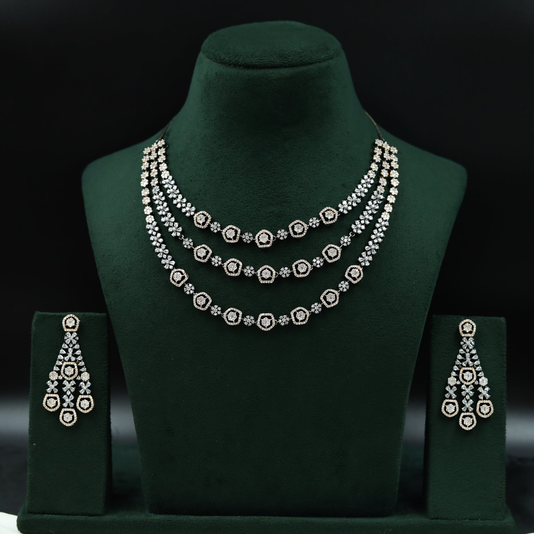 Round Neck Zircon/AD Necklace Set 6660-28