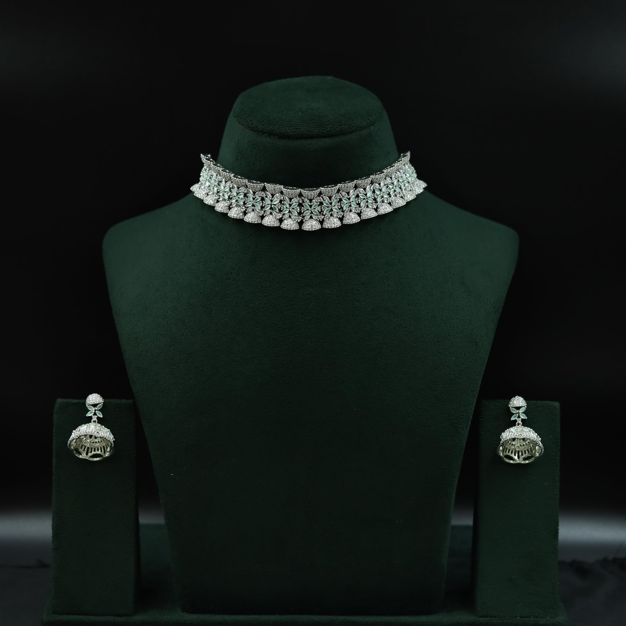 Mint Green Zircon/AD Choker Set 15942-3089