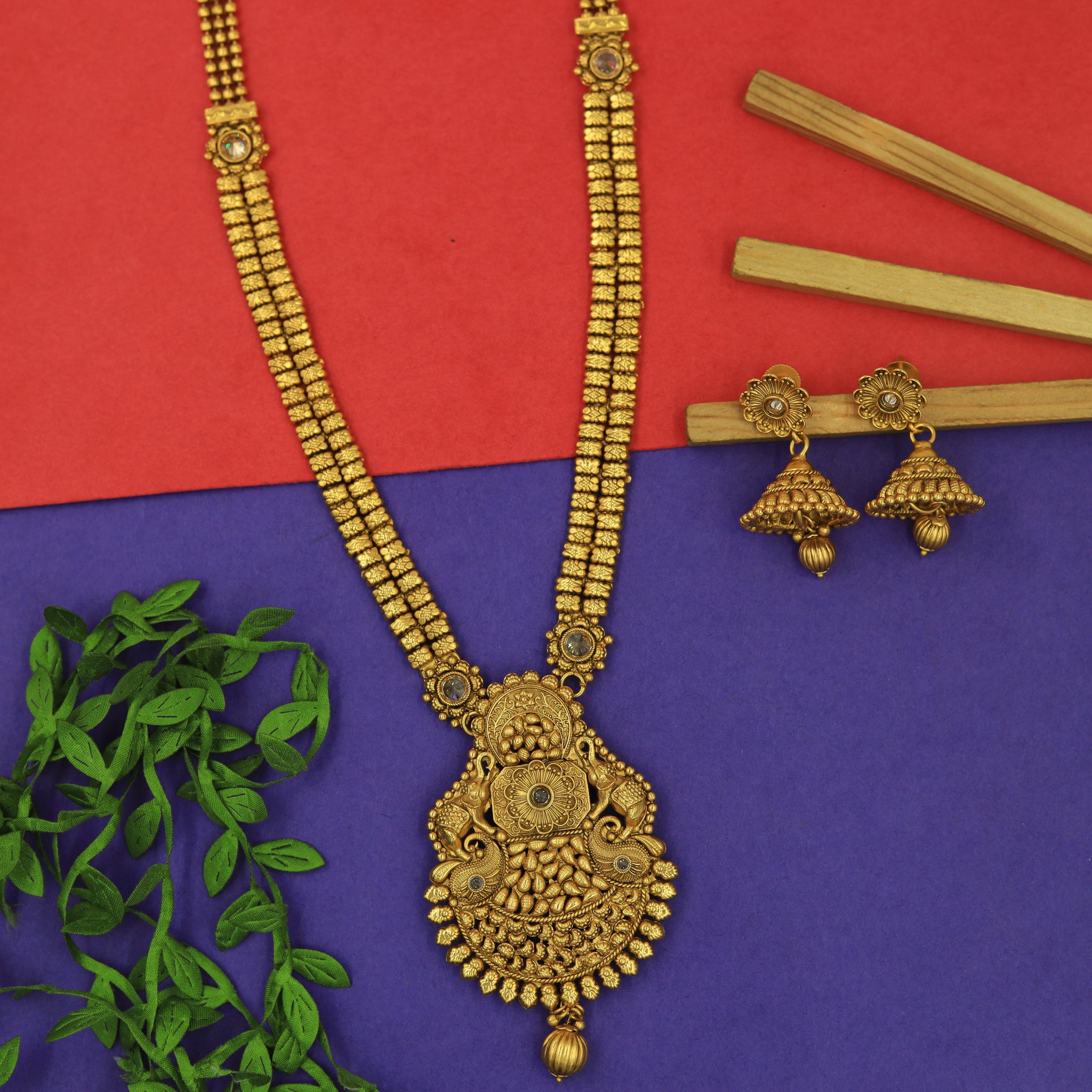 Long Neck Antique Necklace Set 3582-28