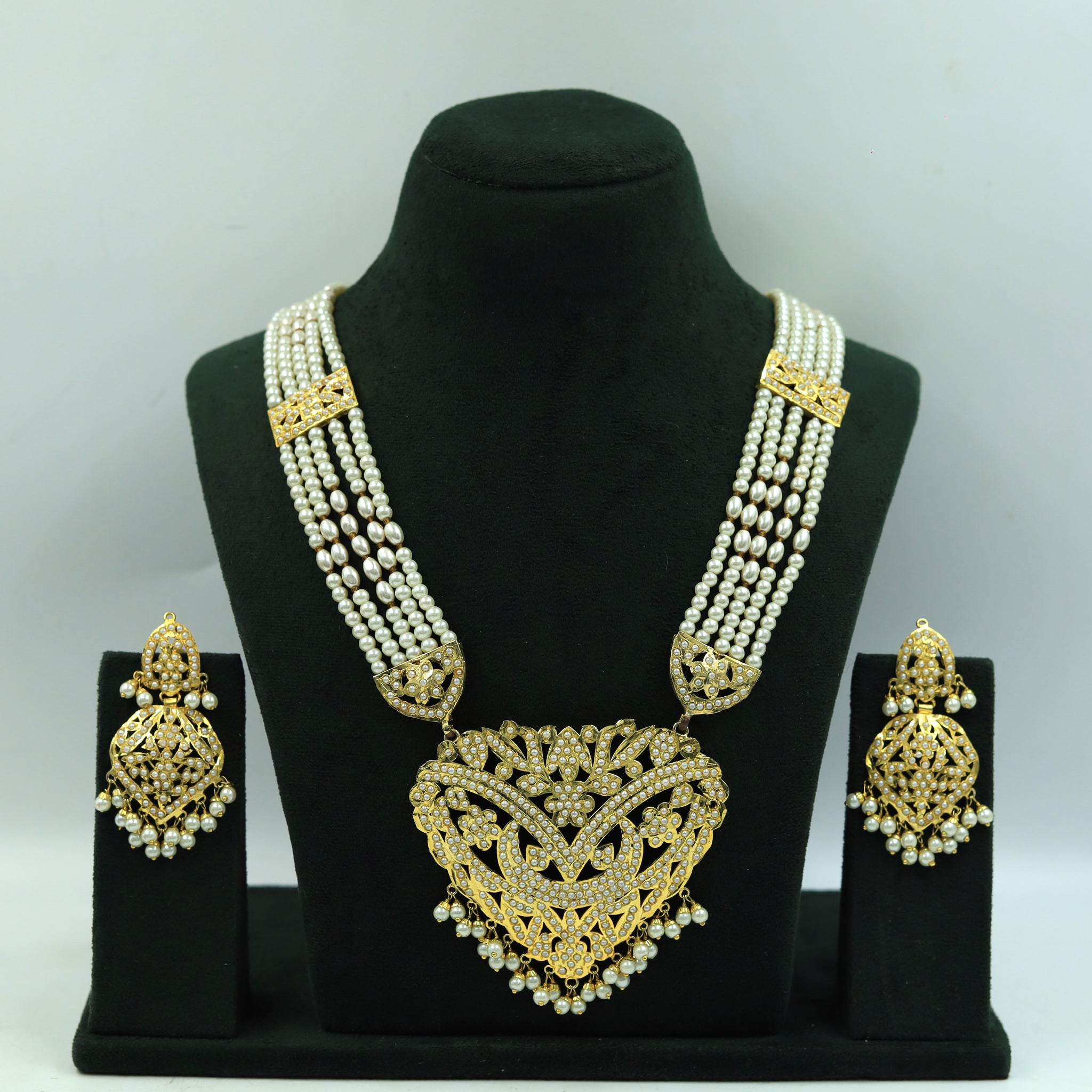 White Jadau Necklace Set 19212-6394