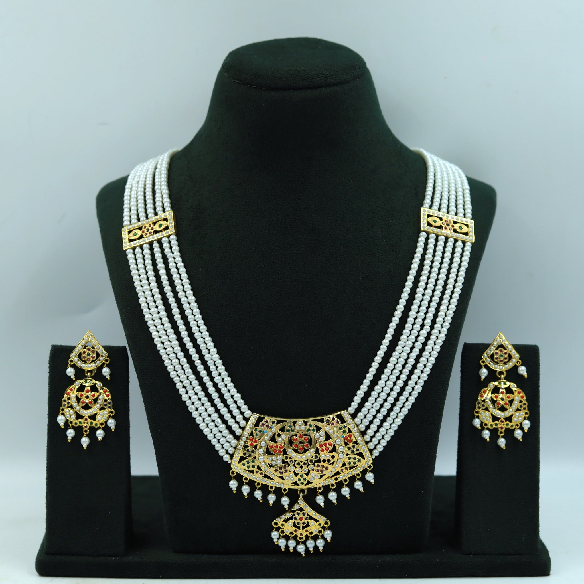 Long Neck Jadau Necklace Set 5632-65