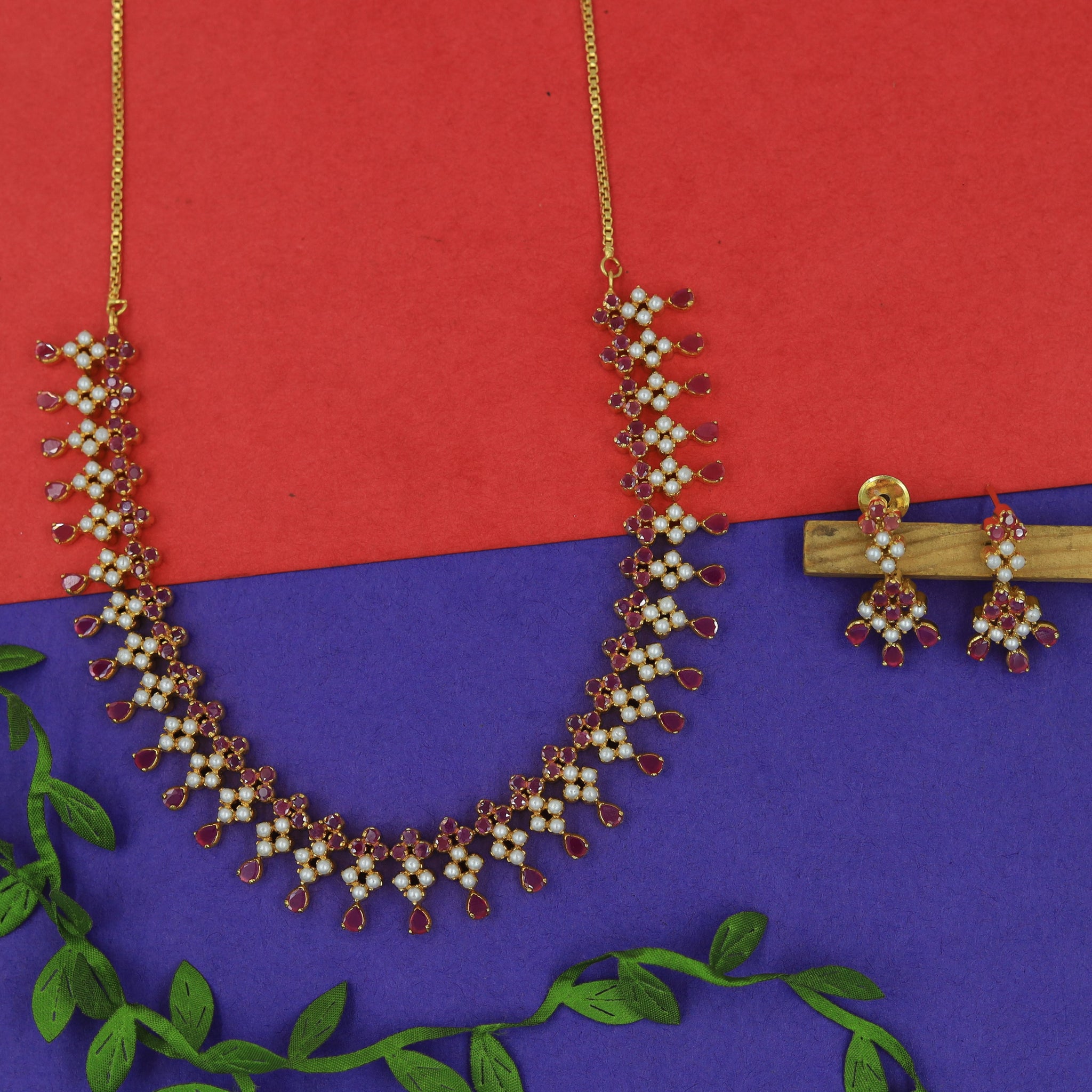 Round Neck Jadau Necklace Set 5988-65