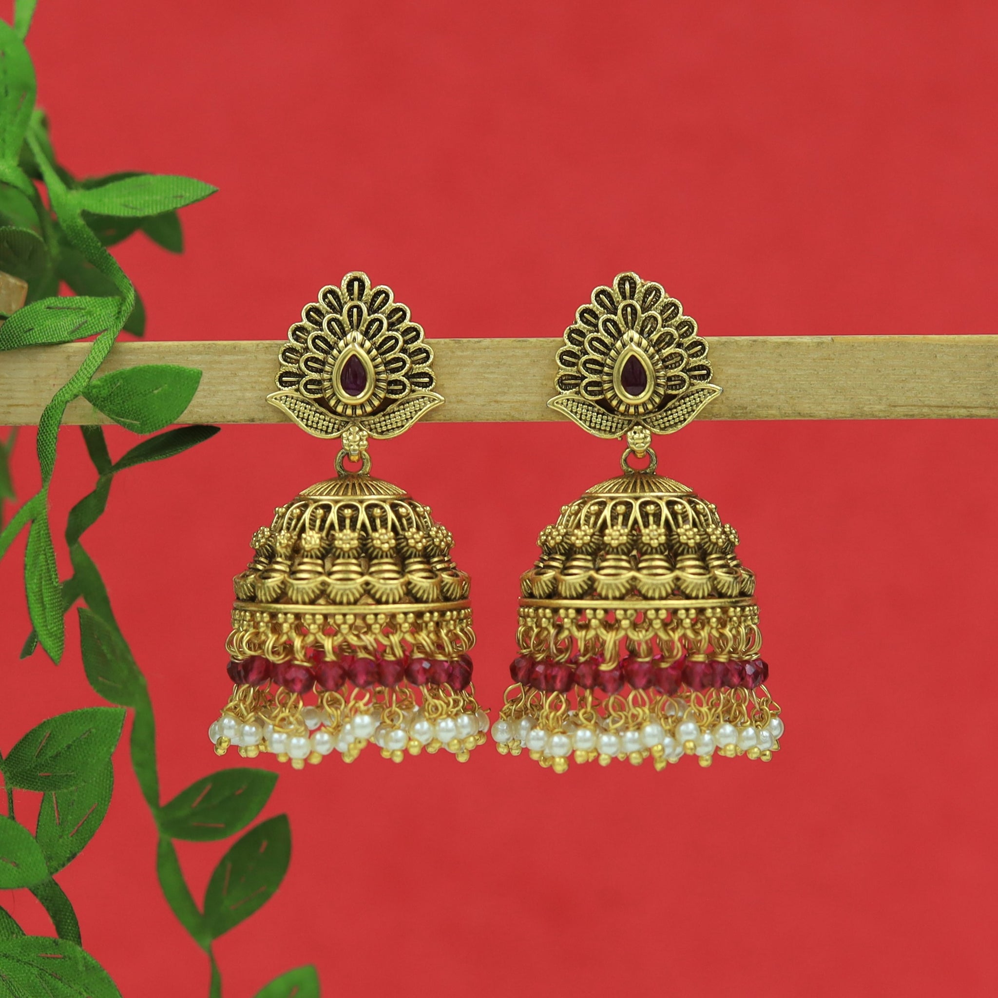 Antique Gold Plated Jhumki 15763-28