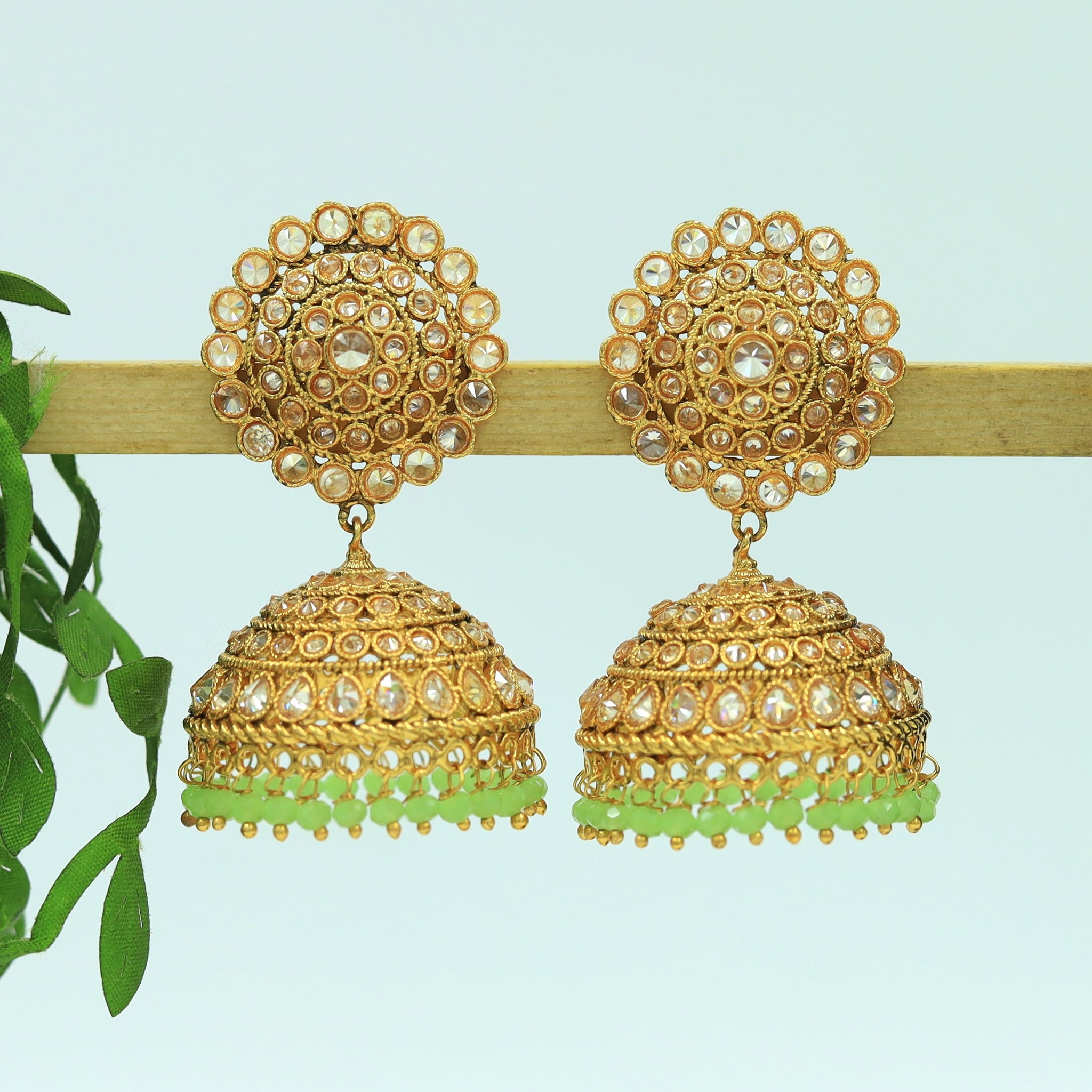 Mint Green Gold Look Earring 11078-6970