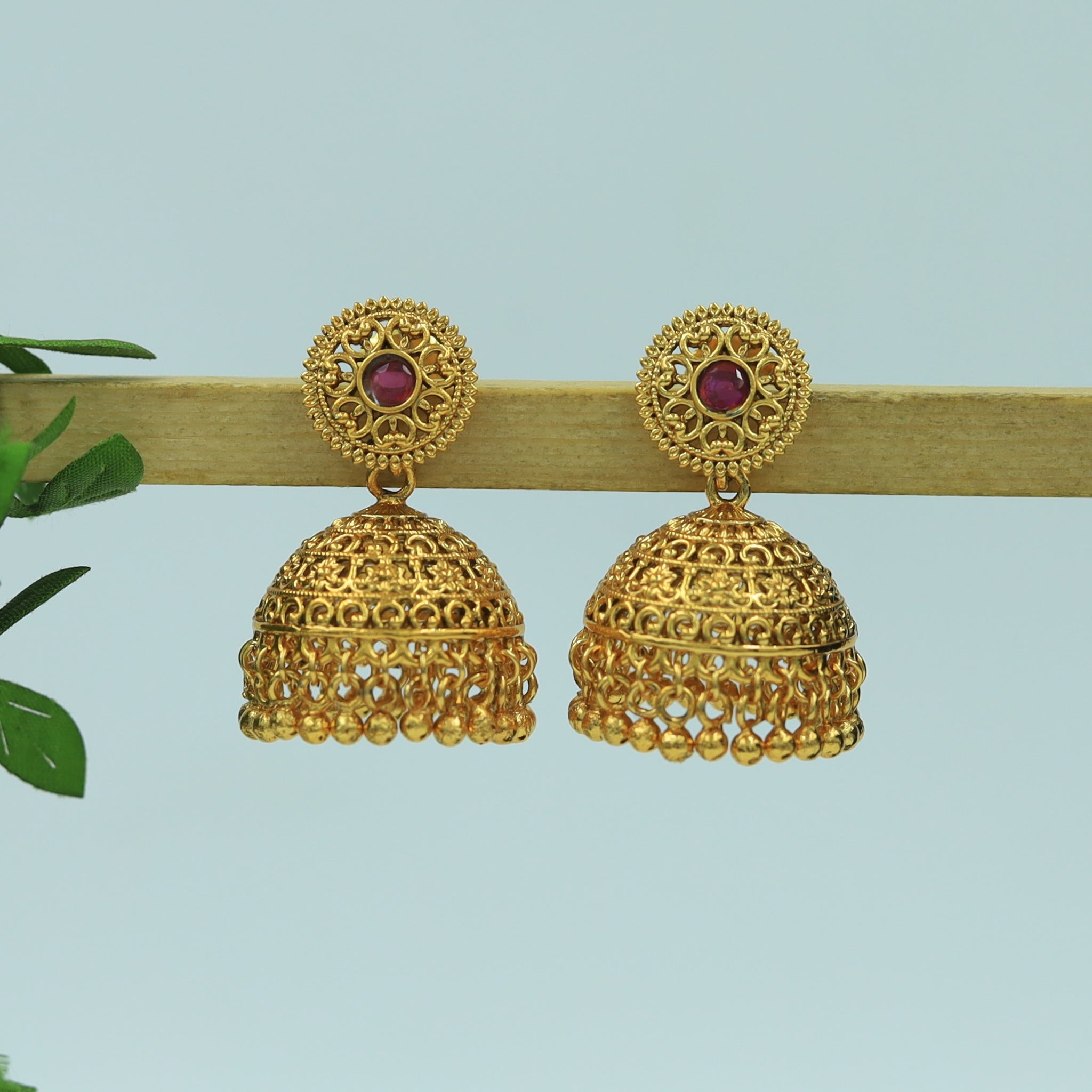 Ruby Gold Look Earring 7418-0876