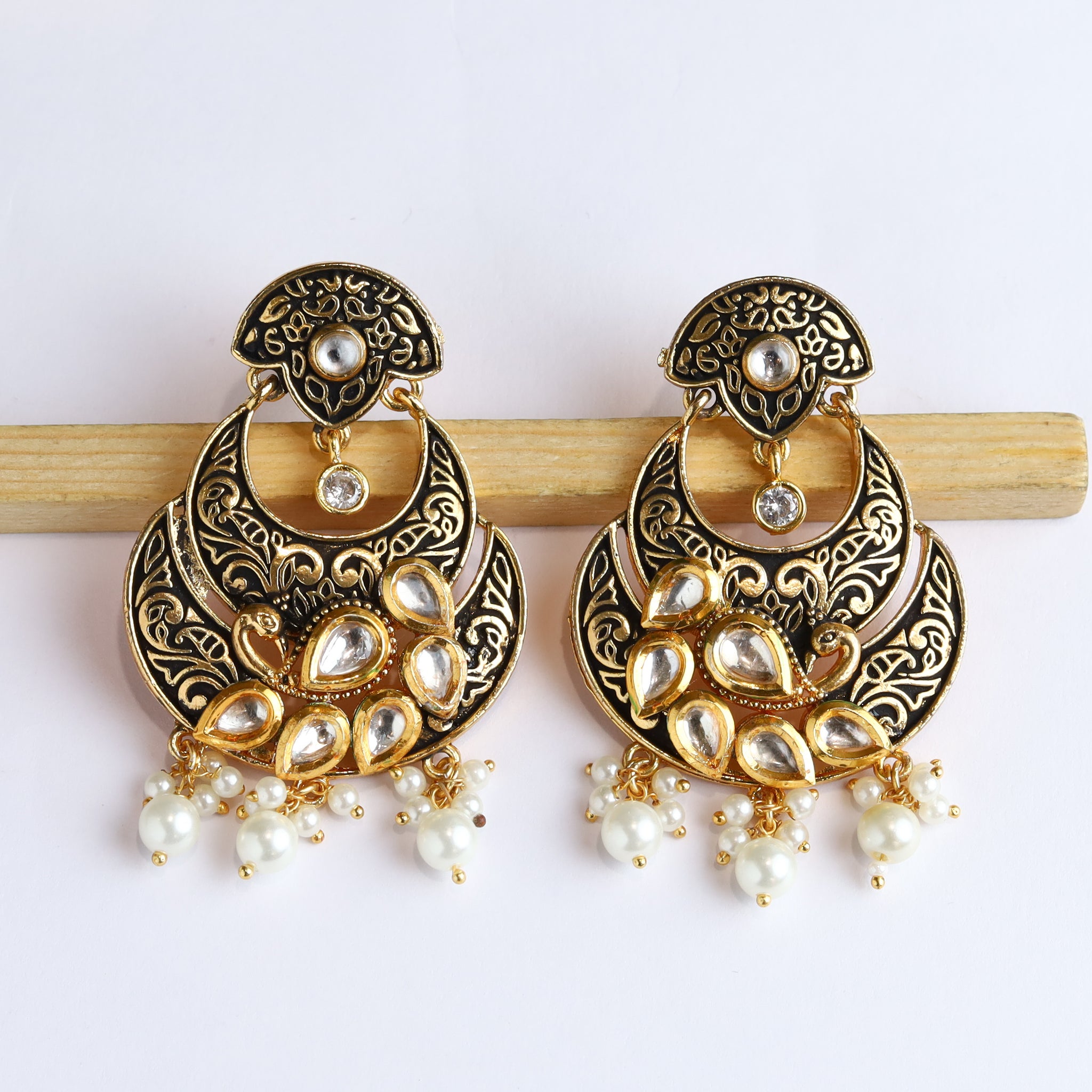 Black Kundan Earring