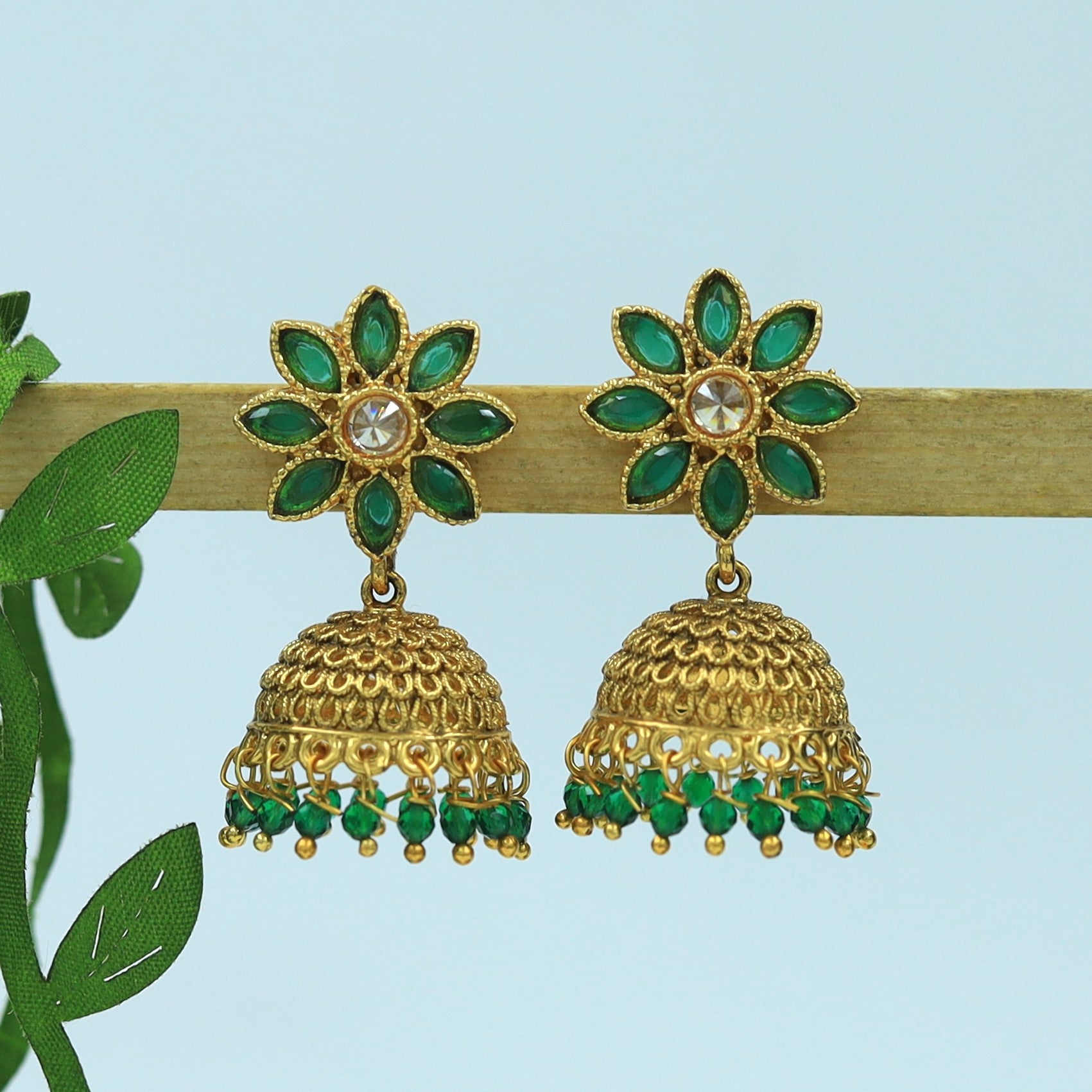 Green Gold Look Earring 11092-7002