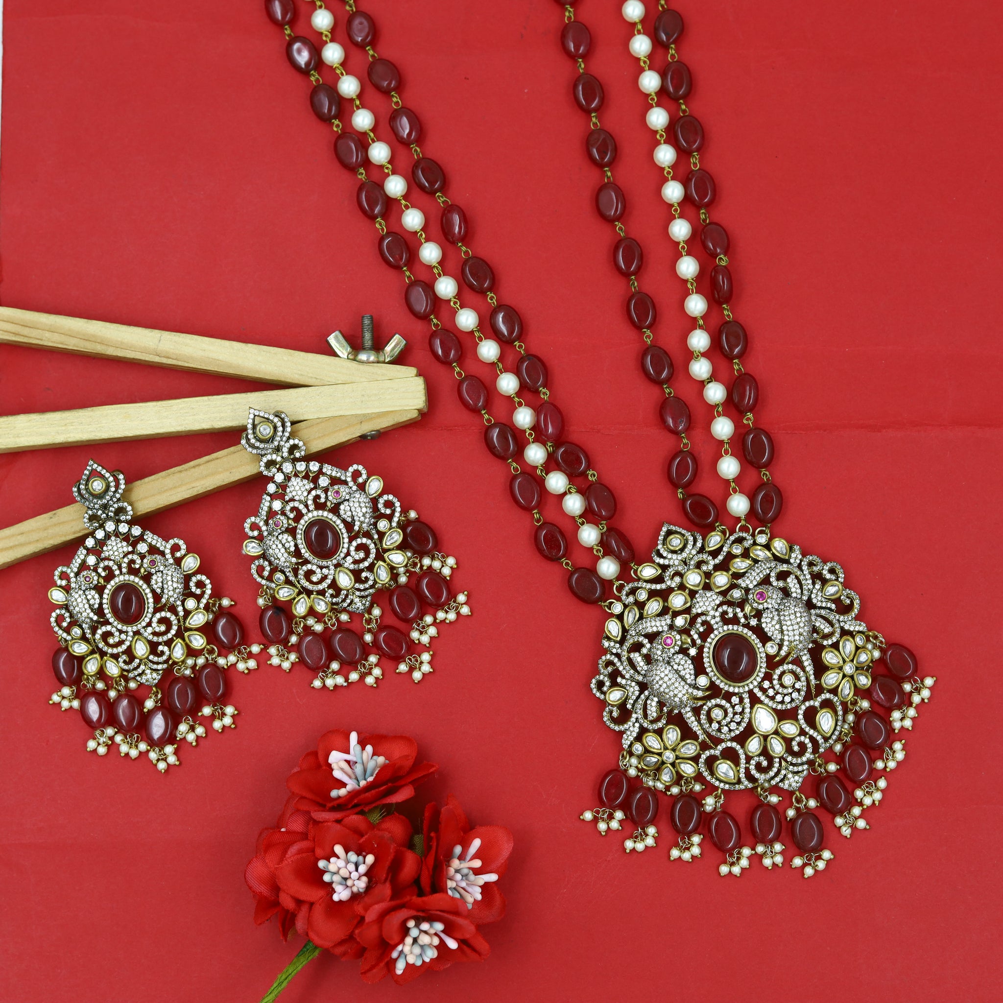 Long Neck Kundan Necklace Set 15339-69