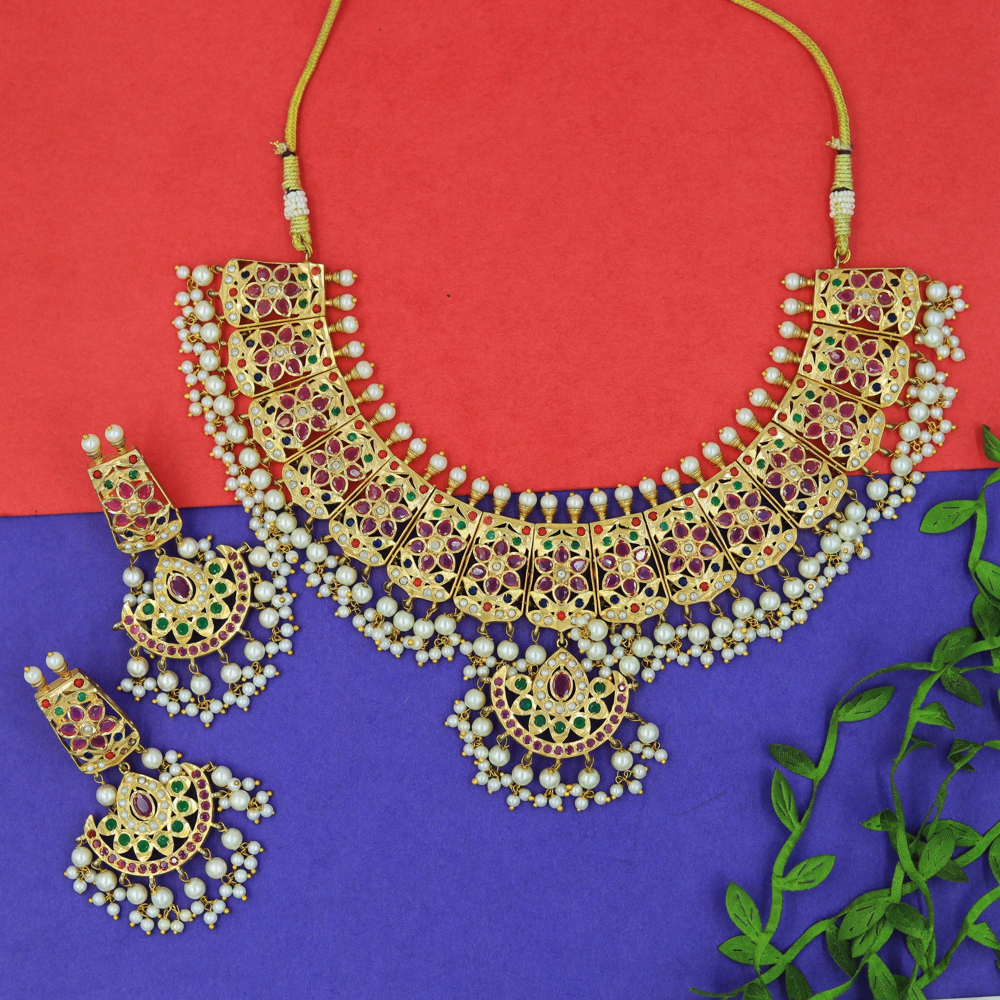 Round Neck Jadau Necklace Set 5631-65