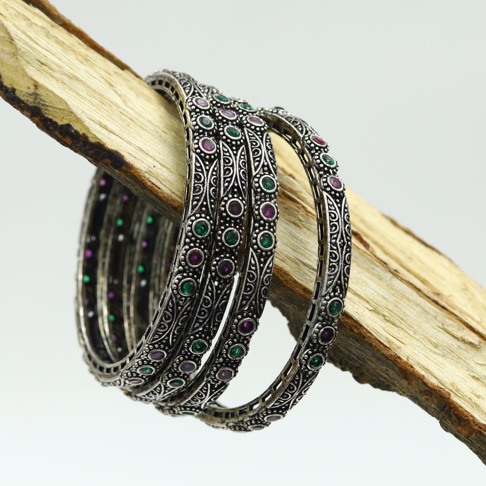 Silver Oxidized Bangles/Kada 12044-28