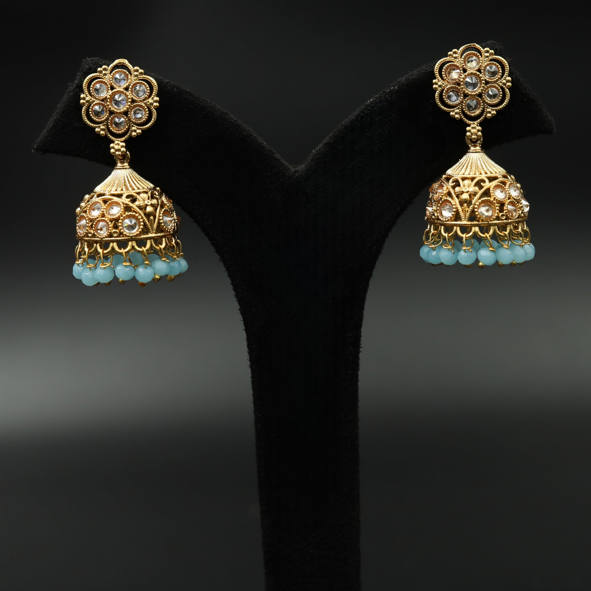 Gold Look Jhumki Firozi 2836-6901