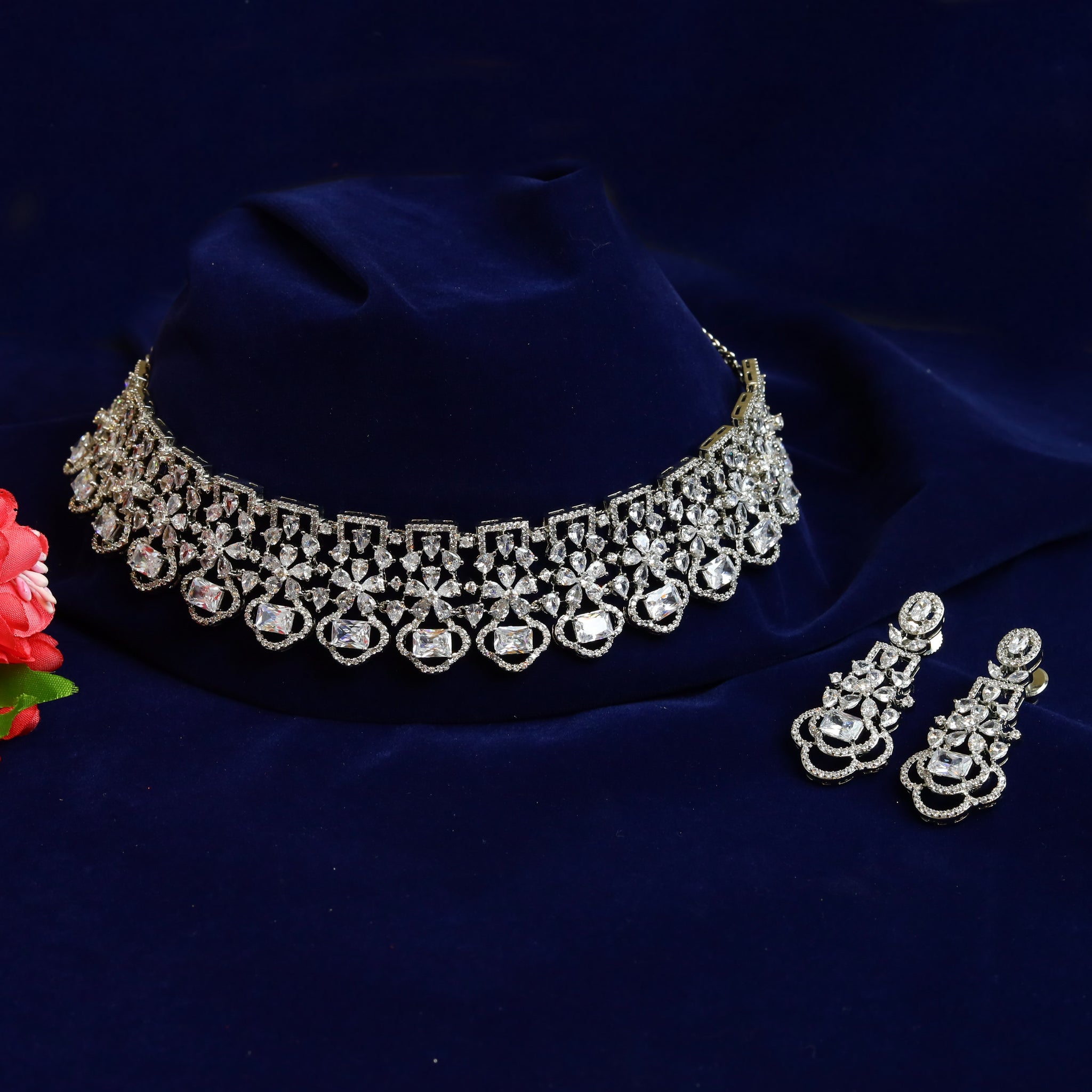 Stylish Zircon/AD Choker Set 14437-1527