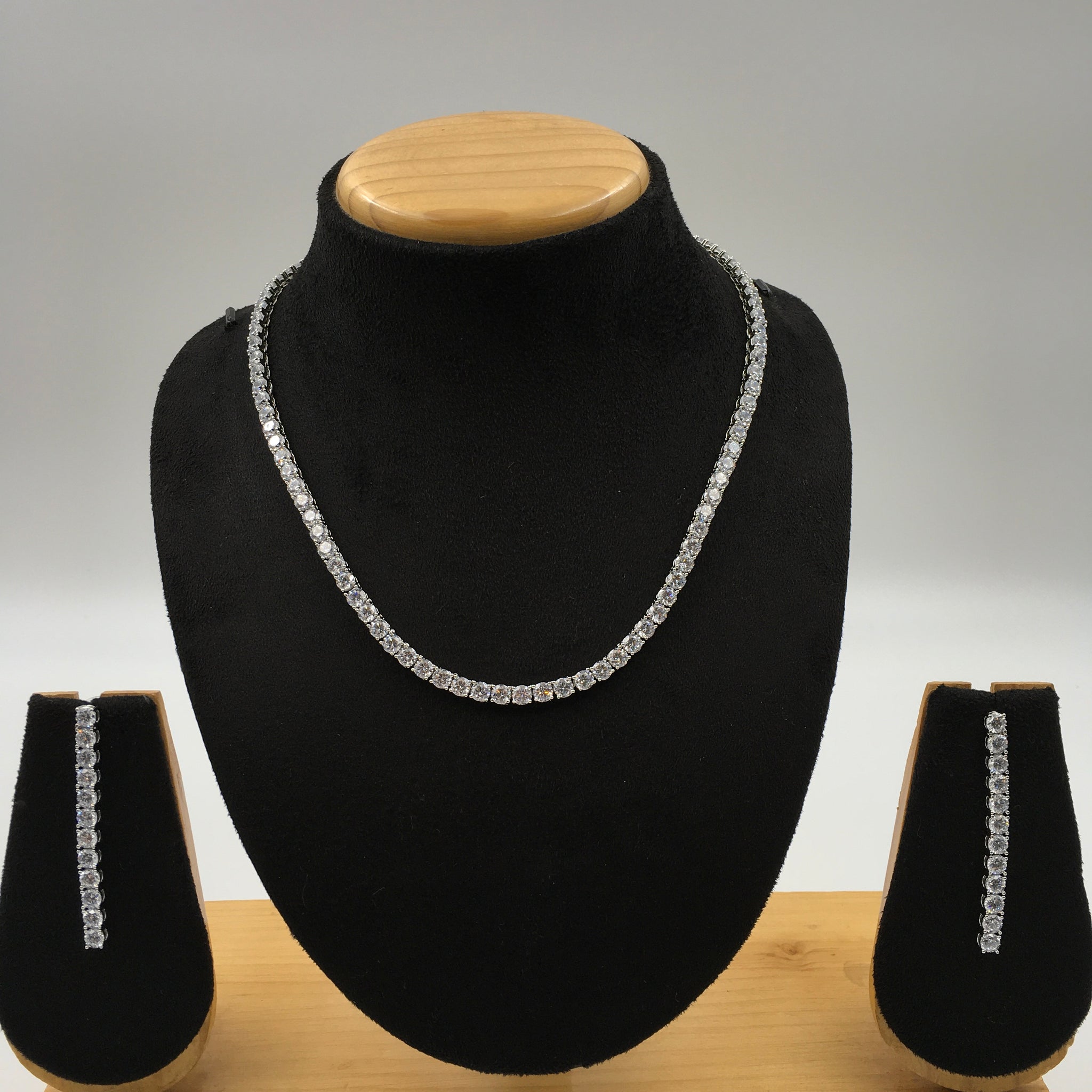 Zircon/AD Necklace Set 7952-05 - Dazzles Jewellery