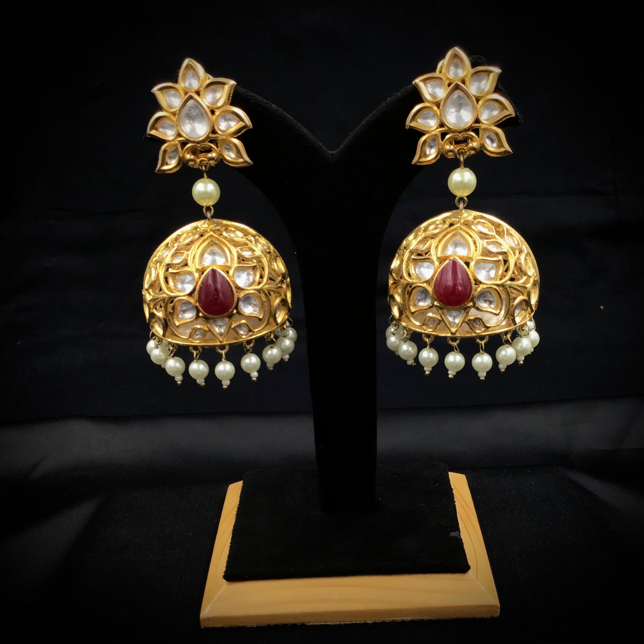 Ruby Kundan jhumki 5681-9746 - Dazzles Jewellery