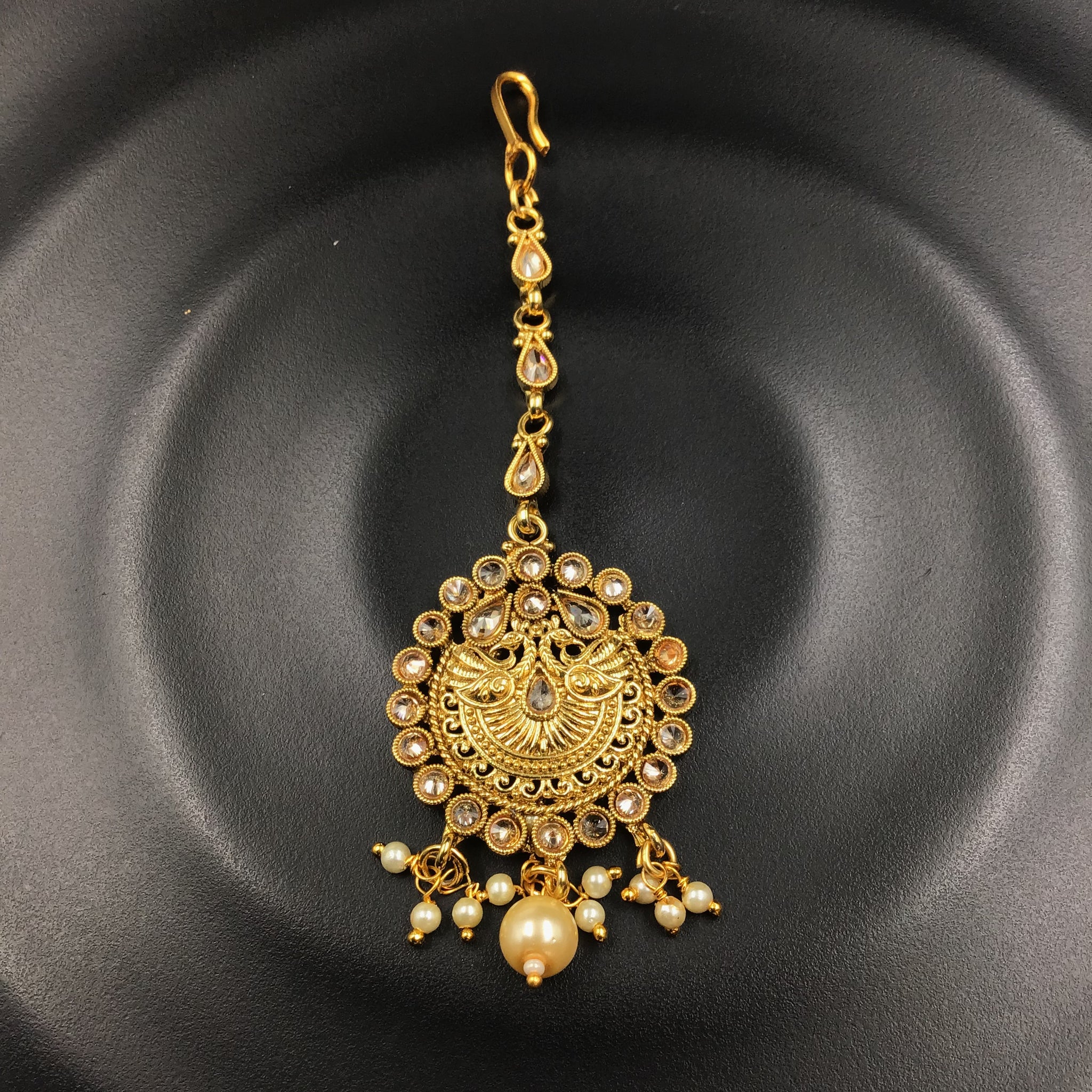 Gold Look Maang Tikka 9131-100 - Dazzles Jewellery