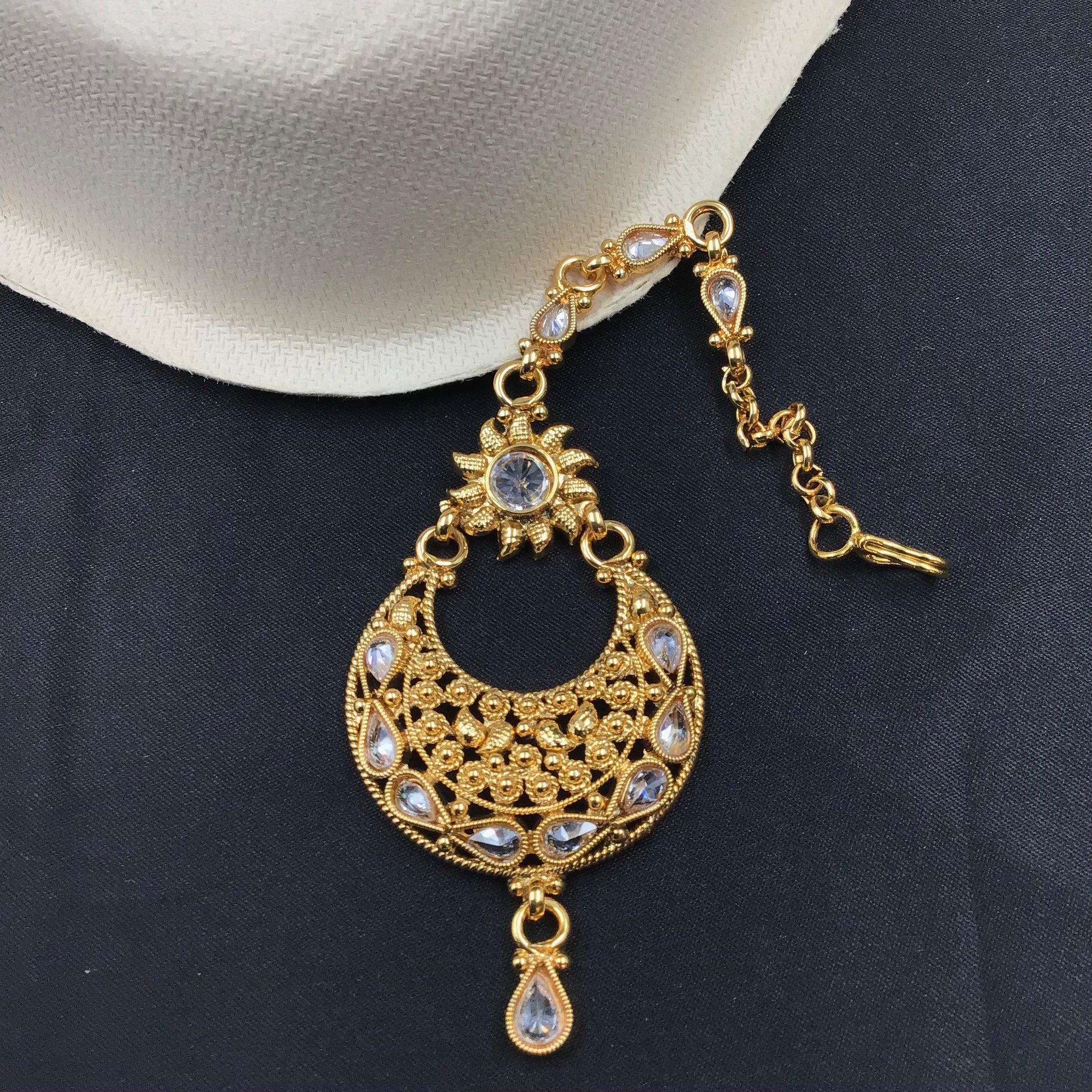 Gold Look Maang Tikka 9168-100 - Dazzles Jewellery