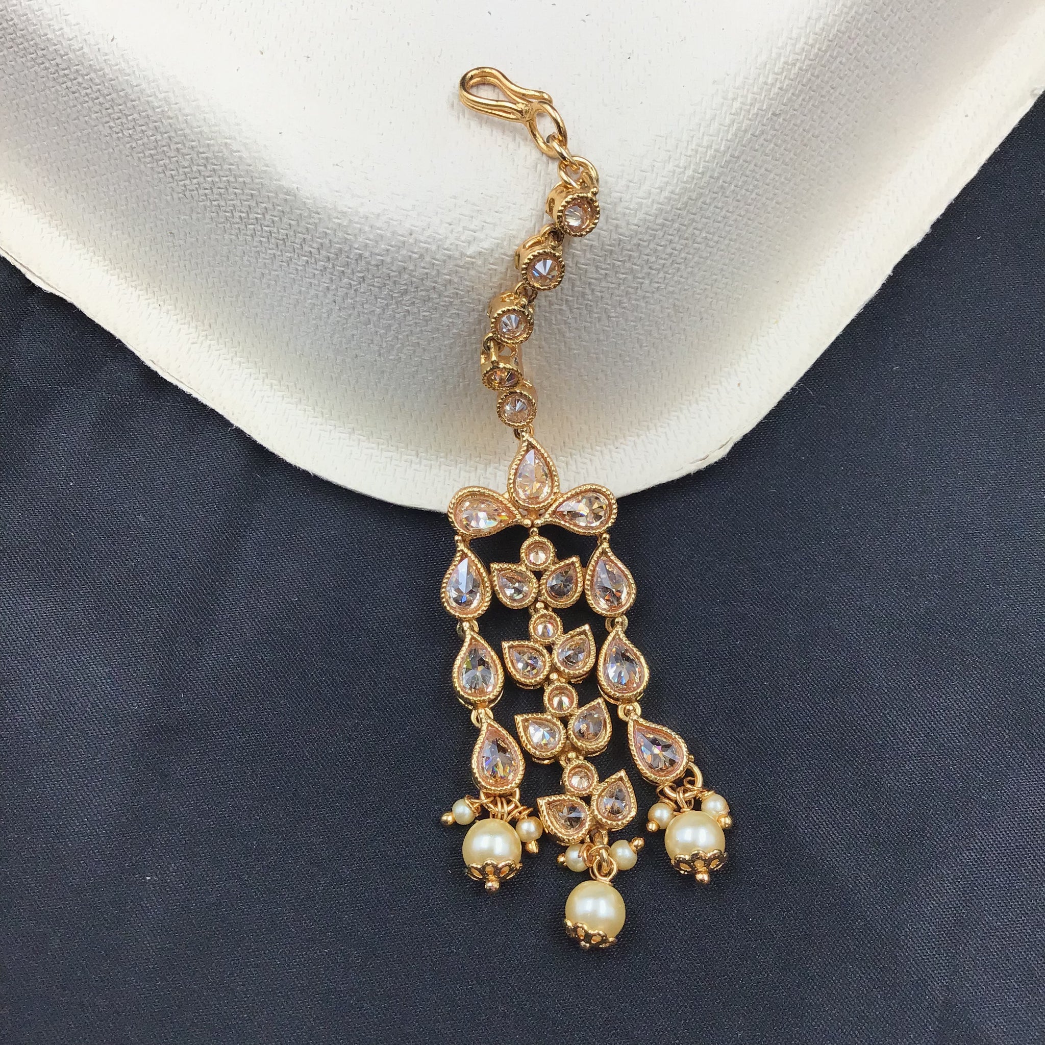 Gold Look Maang Tikka 9143-100 - Dazzles Jewellery