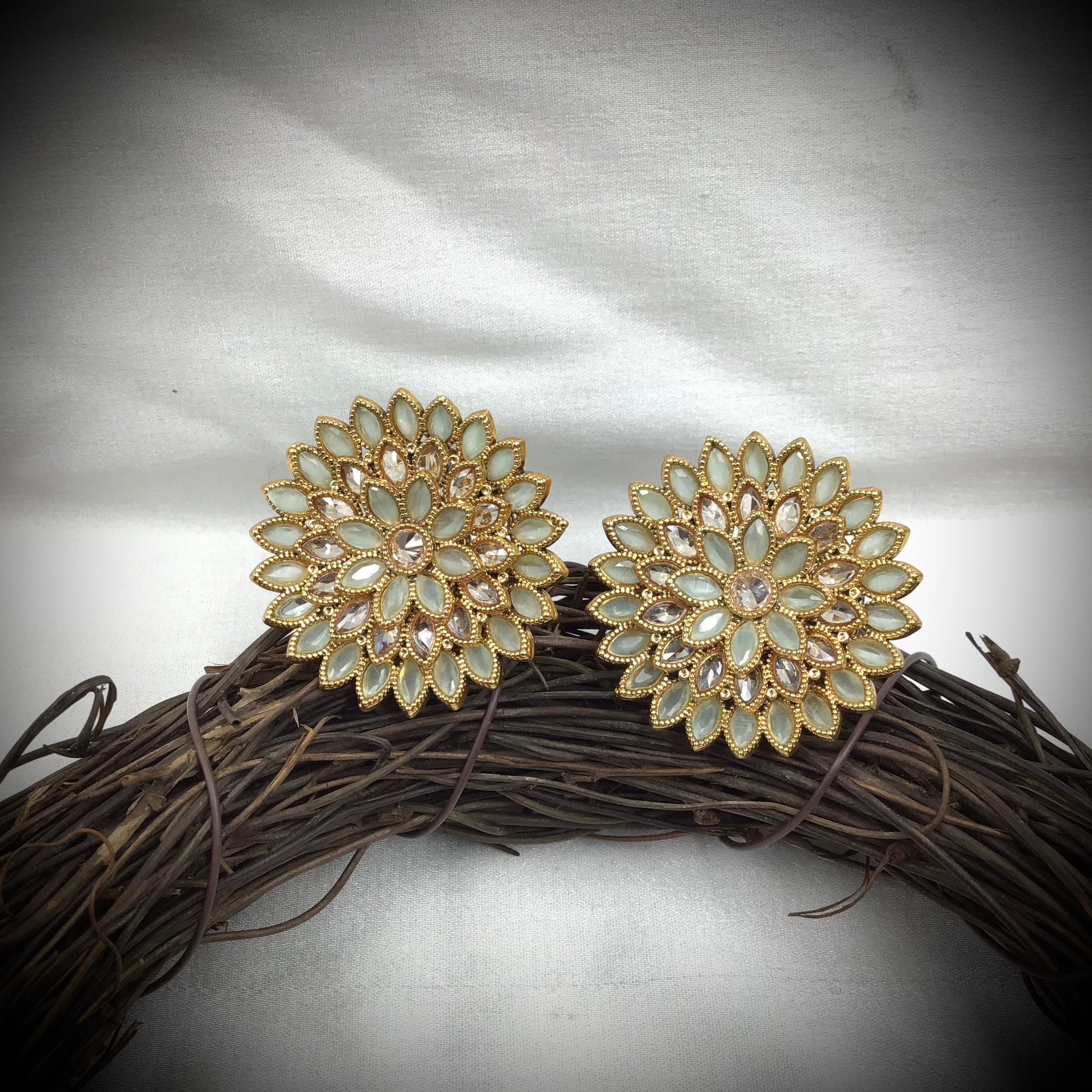 Mint Green Gold Look Earring  18700-5882 - Dazzles Jewellery