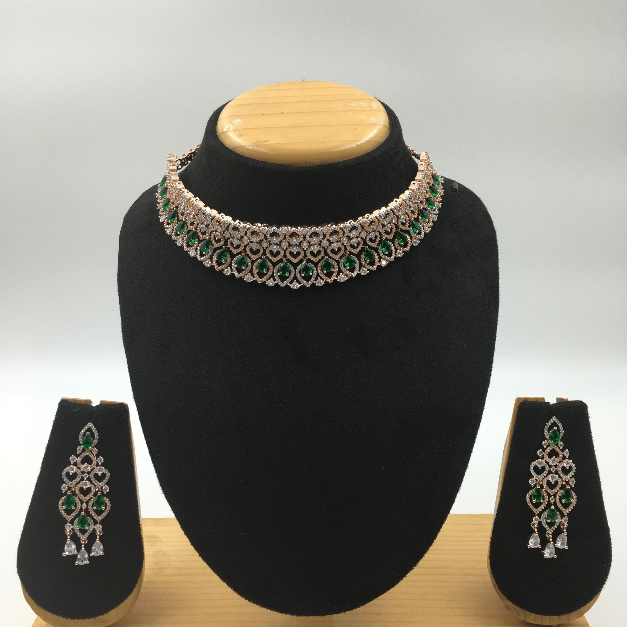 Green Zircon/AD Necklace Set - Dazzles Jewellery