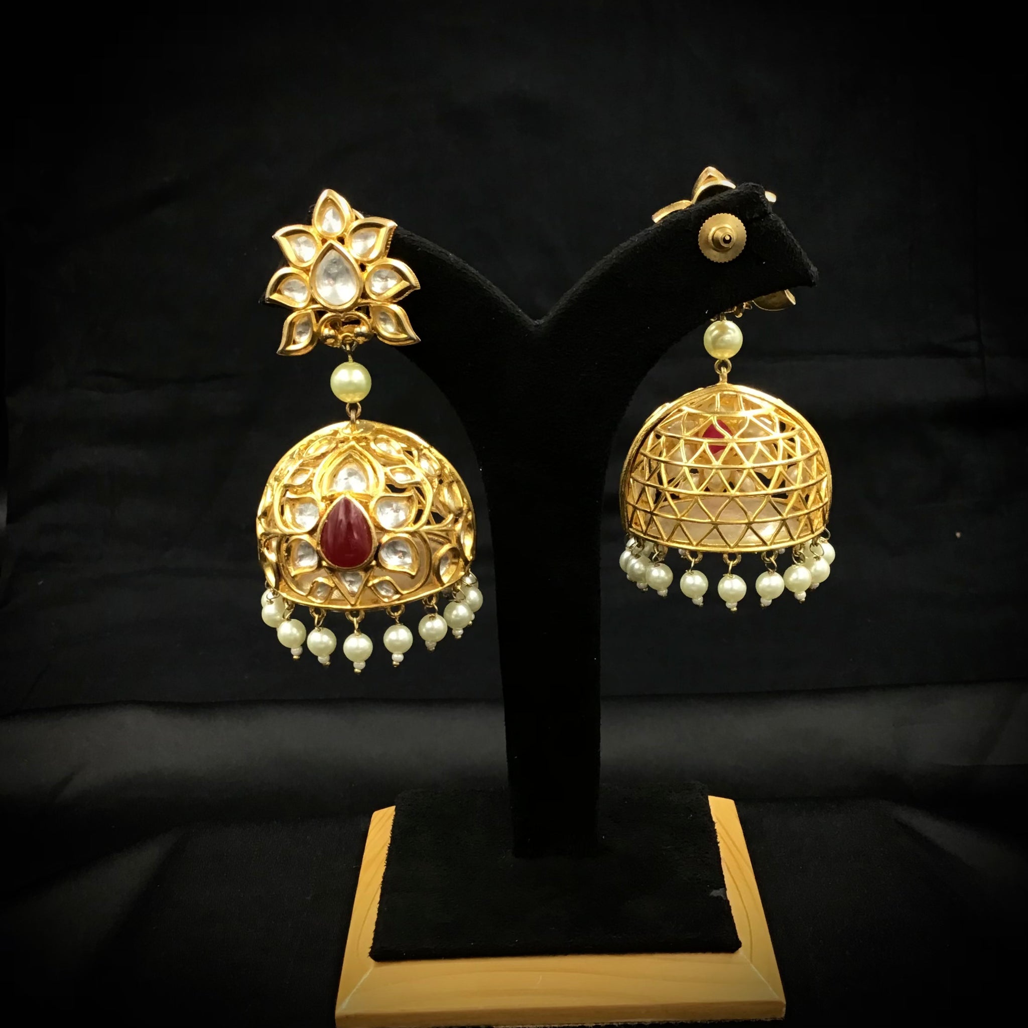 Ruby Kundan jhumki 5681-9746 - Dazzles Jewellery