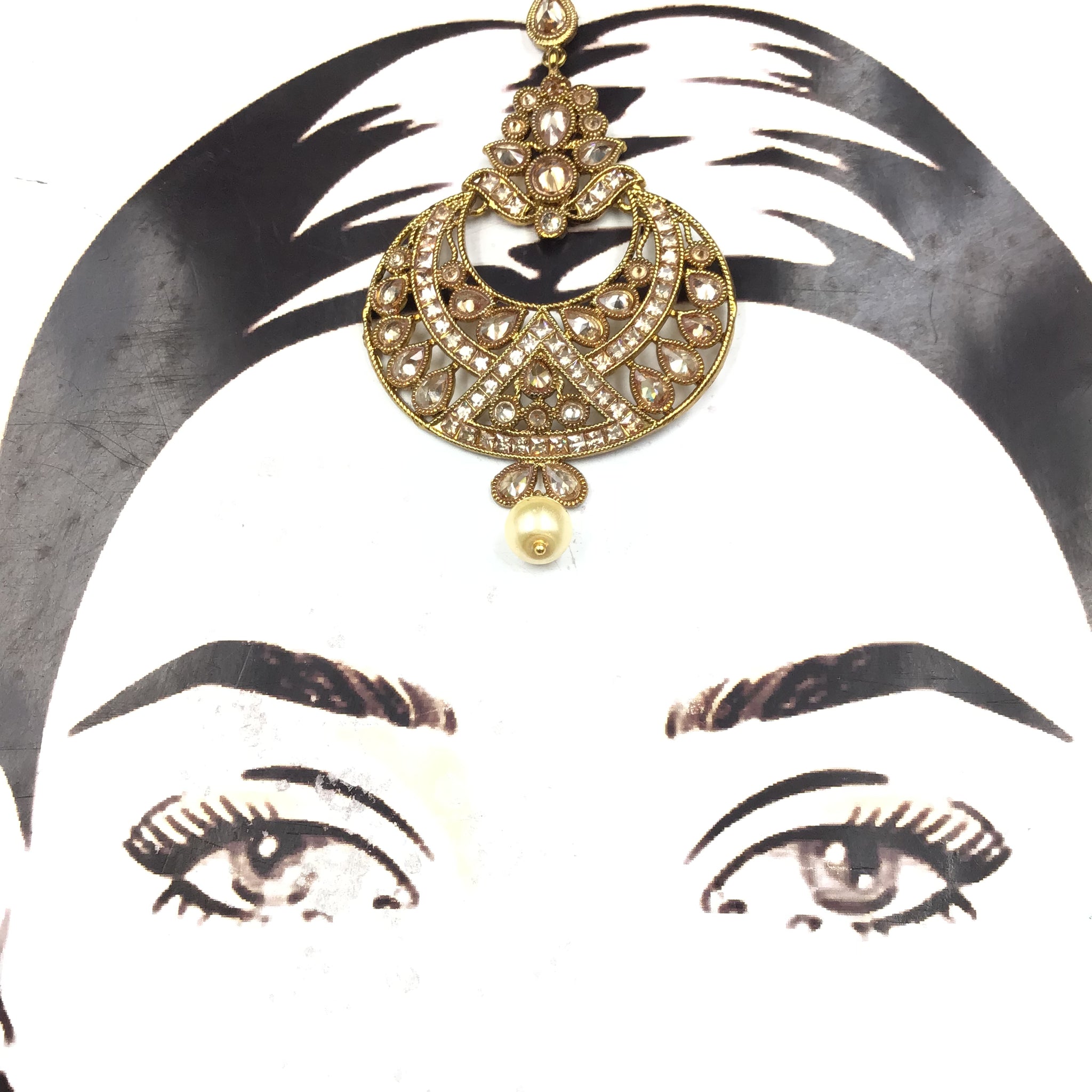 Gold Look Maang Tikka 9161-100 - Dazzles Jewellery