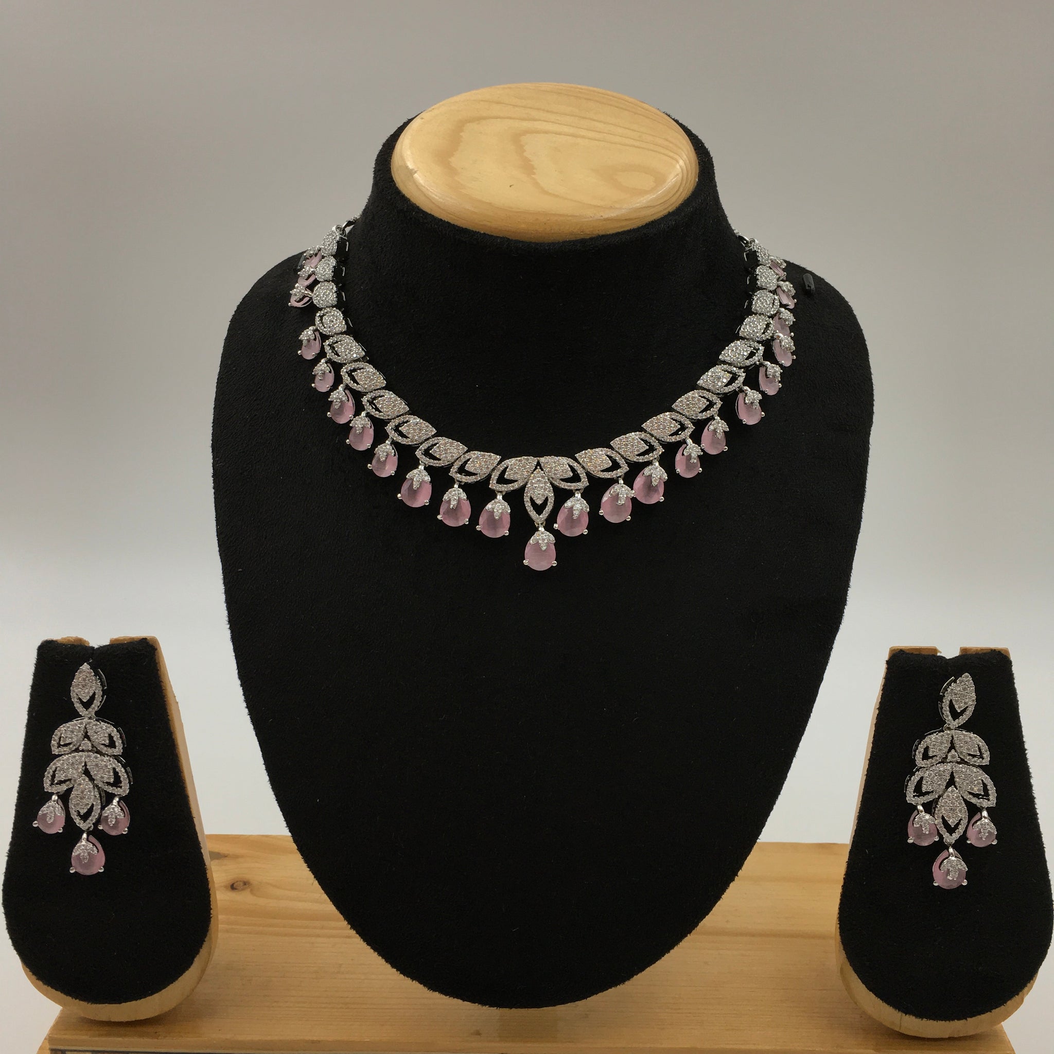 Round Neck Zircon/AD Necklace Set 8575-08 - Dazzles Jewellery