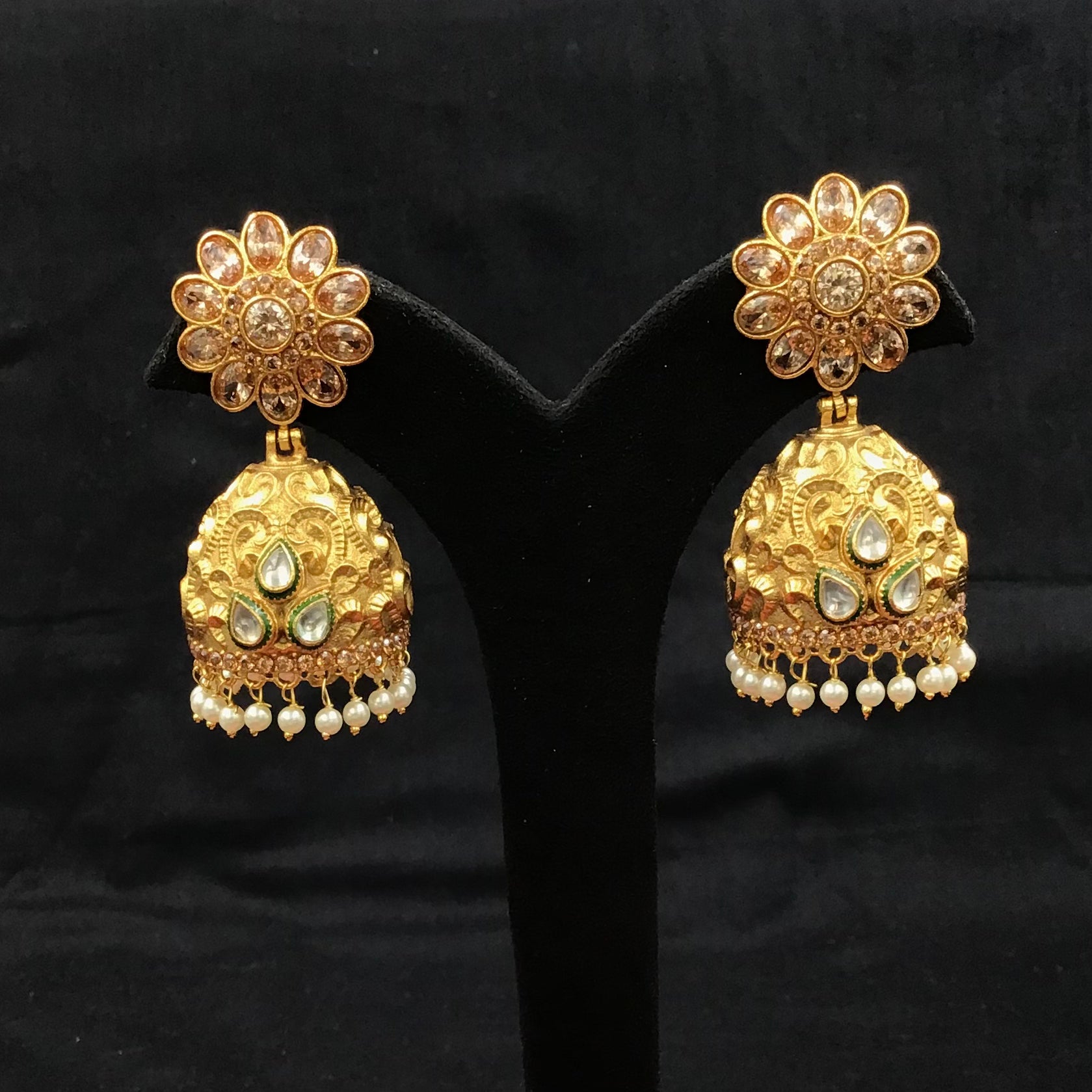 Jhumki Kundan Earring 8779-100 - Dazzles Jewellery