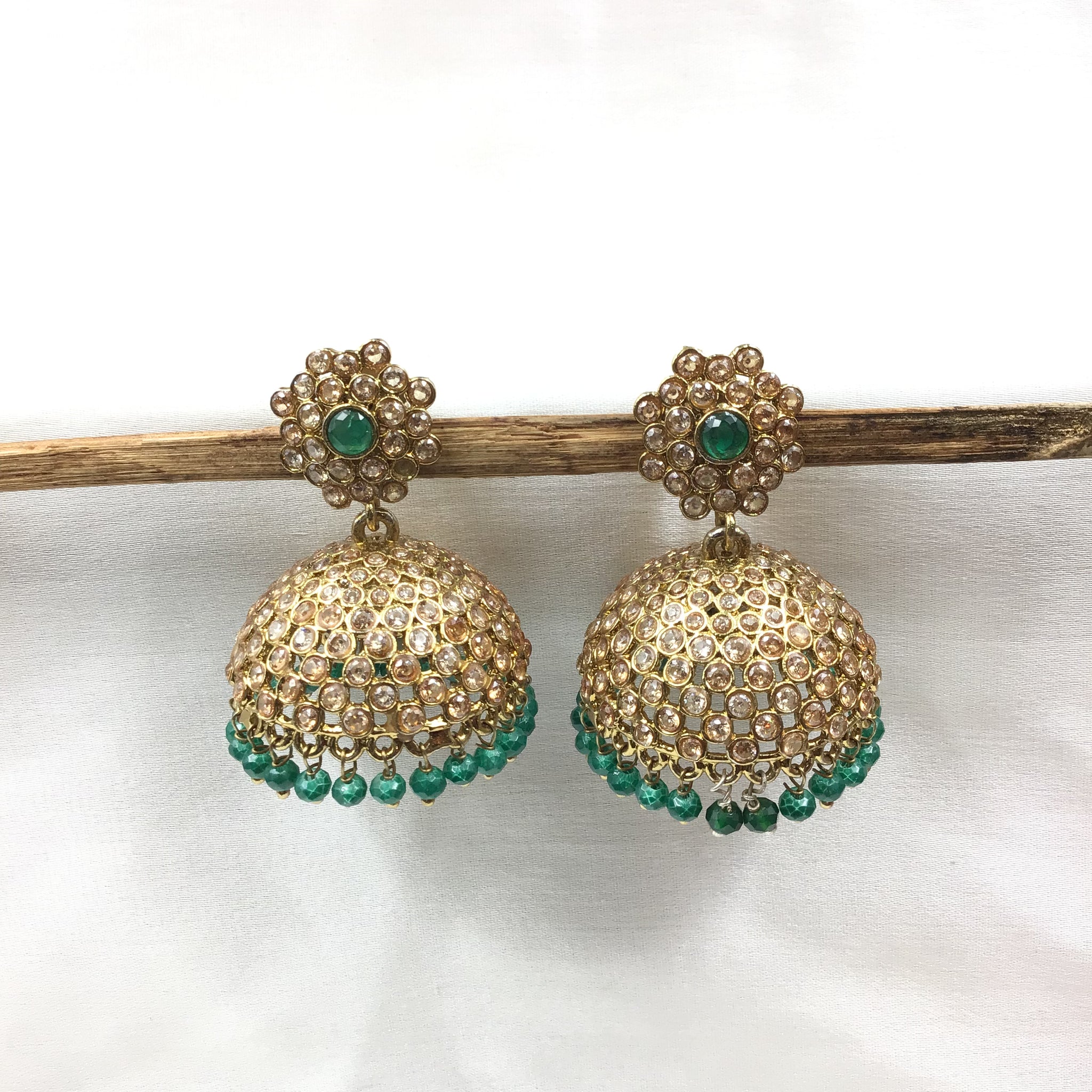 Light Jhumki Antique Earring 4030-36298 - Dazzles Jewellery