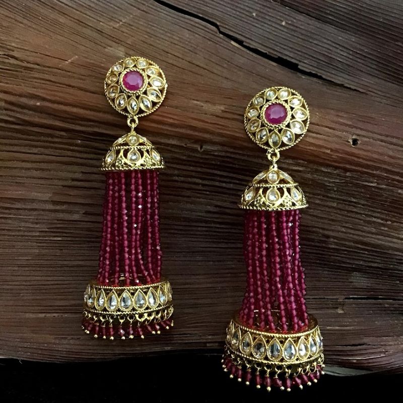 Gold Polish Long Jhumki - Dazzles Jewellery