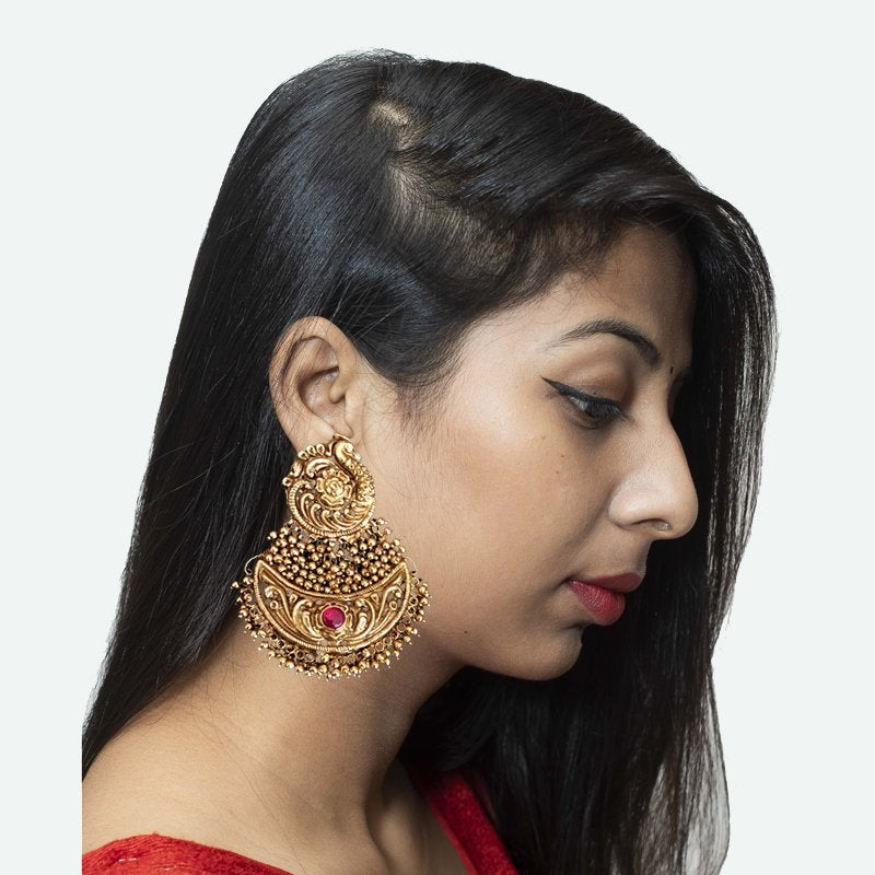 Ruby Gold Look Earring - Dazzles Jewellery