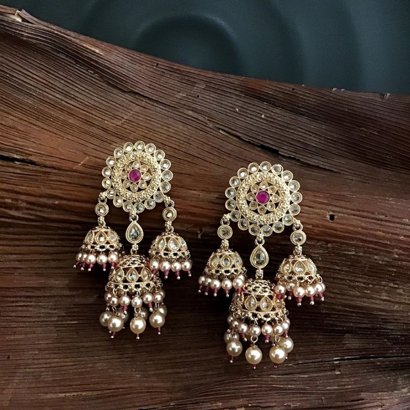 Ruby Gold Look Earring 11453-7503 - Dazzles Jewellery