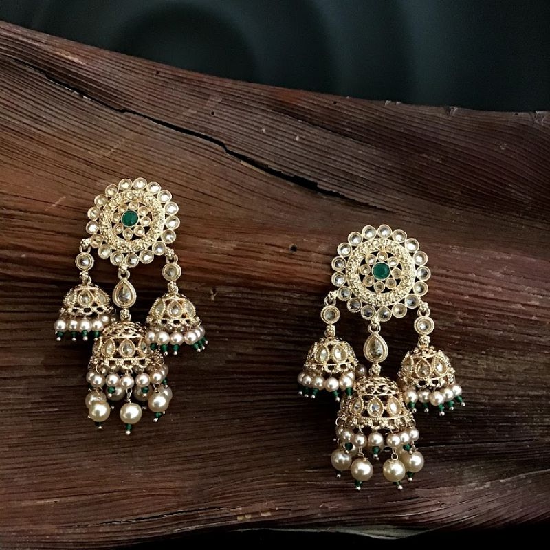 Green Gold Look Earring 11453-7504 - Dazzles Jewellery