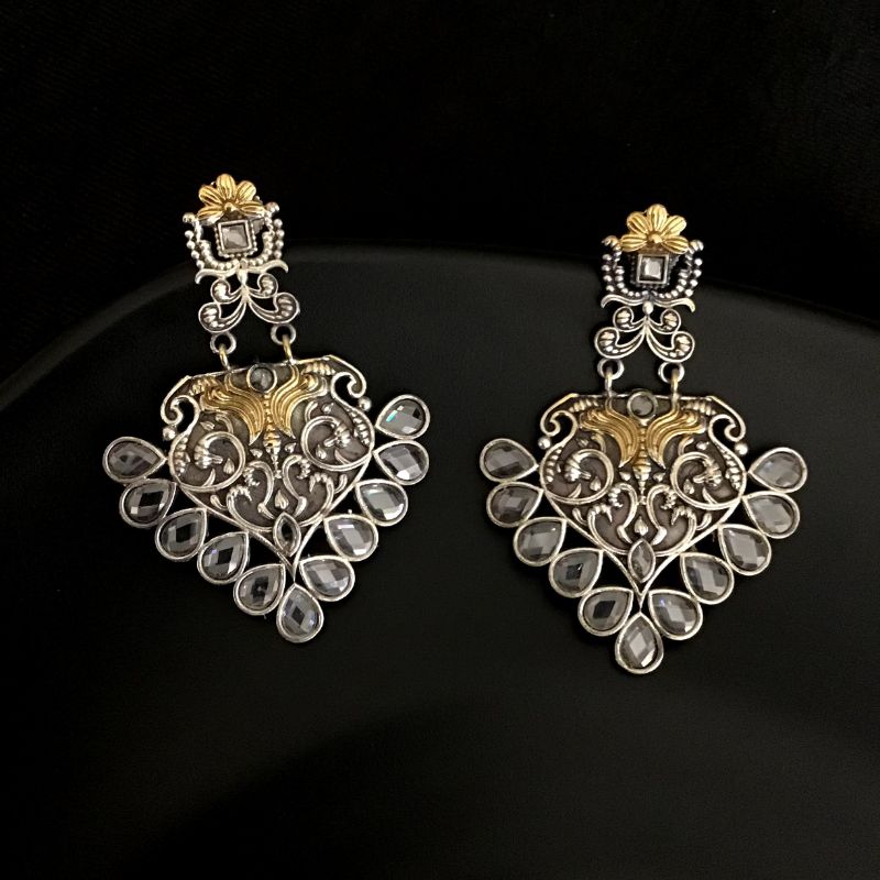 White Oxidized Earring 11823-8017 - Dazzles Jewellery