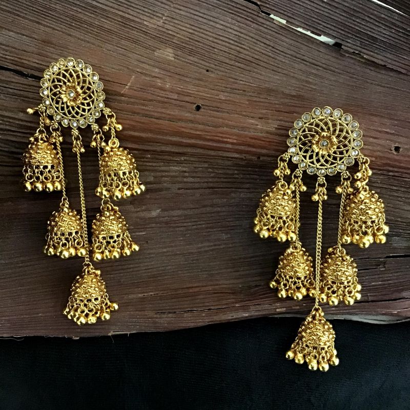 Beautiful Gold Look Five Layer Jhumki