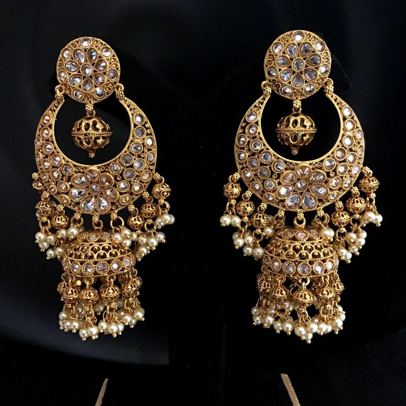 Traditional Gold Look Earring 12904-9515 - Dazzles Jewellery