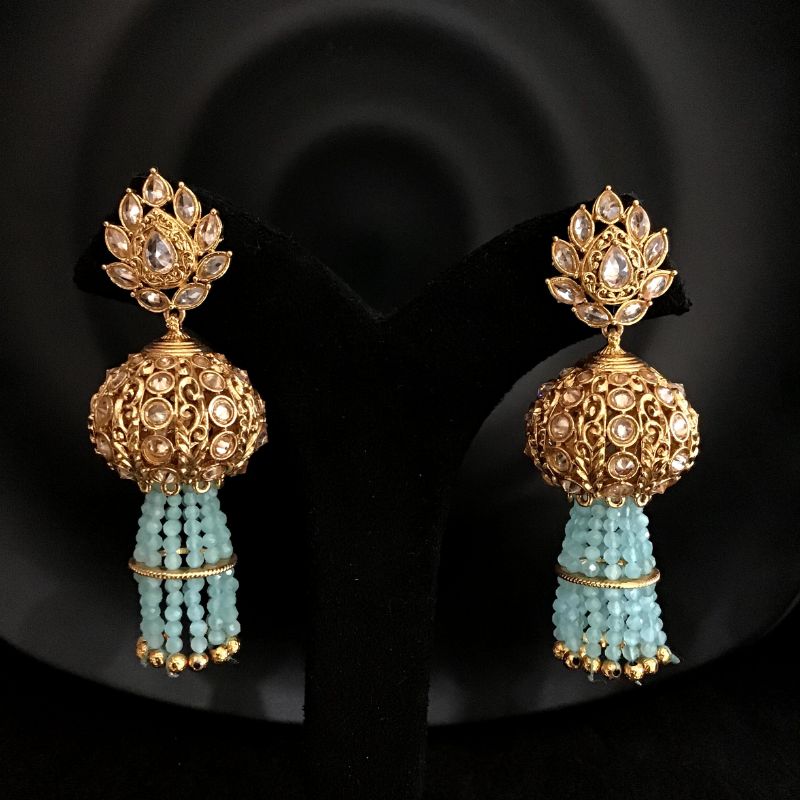 Mint Green Gold Look Earring 12907-9521 - Dazzles Jewellery