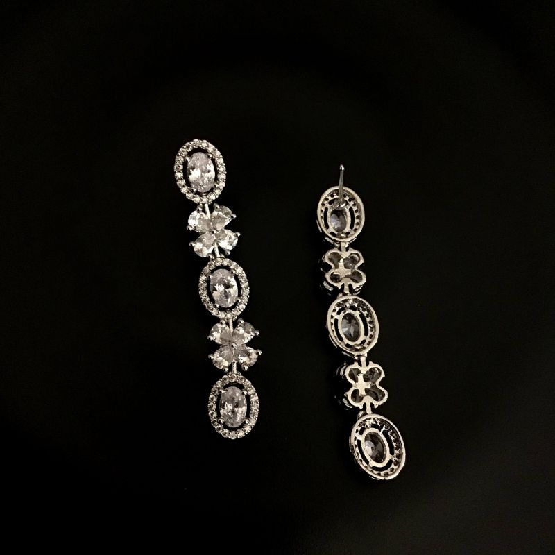 Silver Zircon/AD Necklace Set 13024-9733 - Dazzles Jewellery