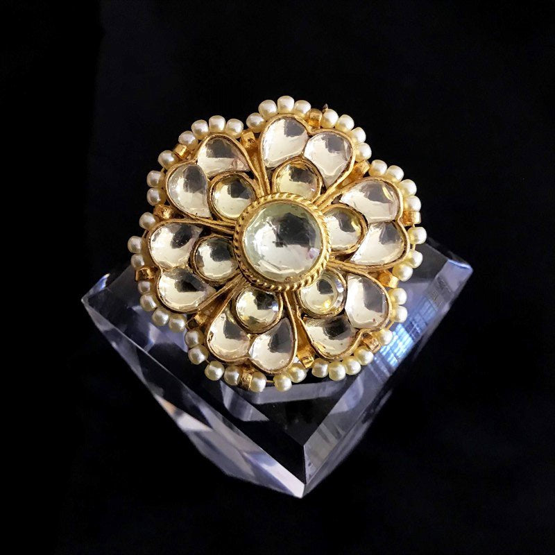 Buy Kundan Classic Ring With Gold Plating 350786 | Kanhai Jewels