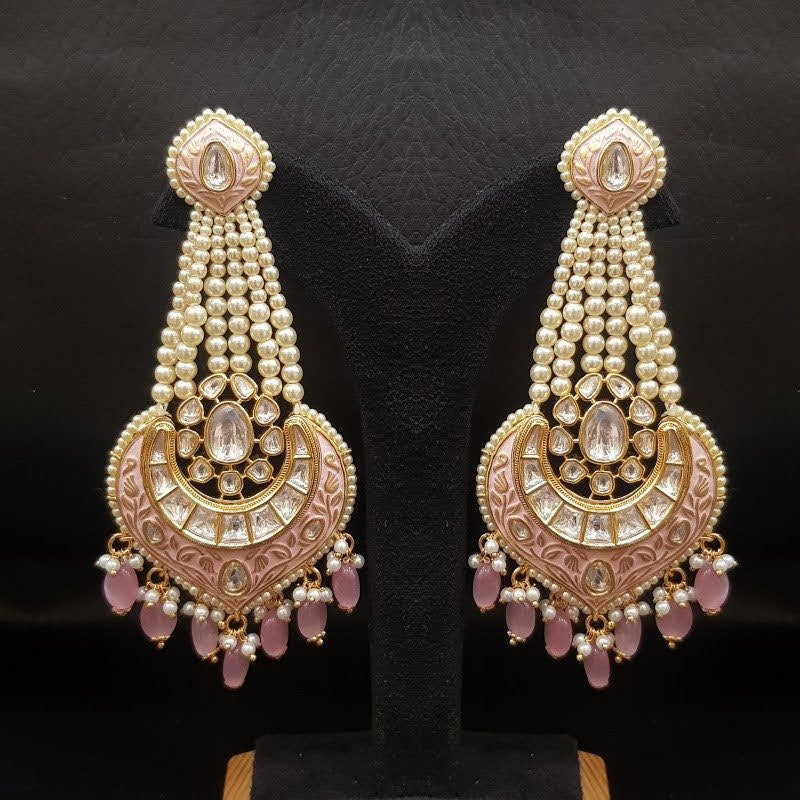 Meenakari Kundan Pearl Long Earring 18396-5578 - Dazzles Jewellery