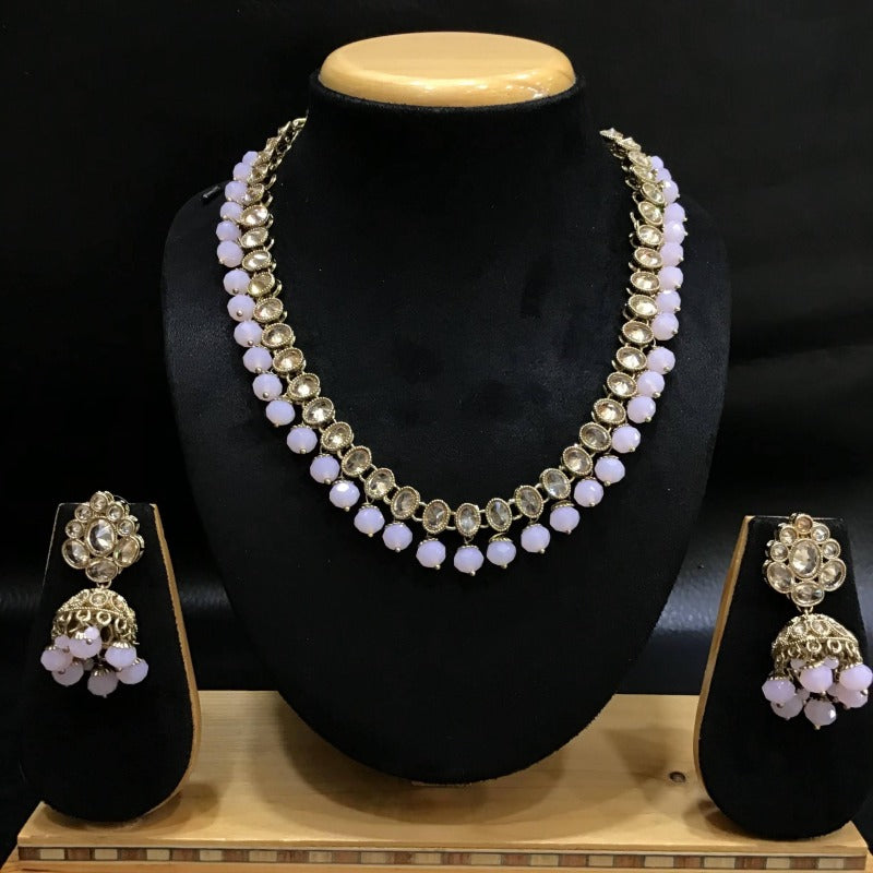 Pink Antique Necklace Set - Dazzles Jewellery