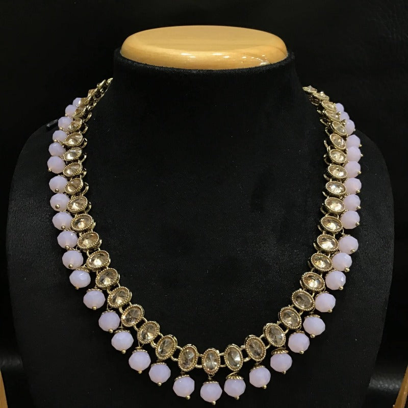 Pink Antique Necklace Set - Dazzles Jewellery