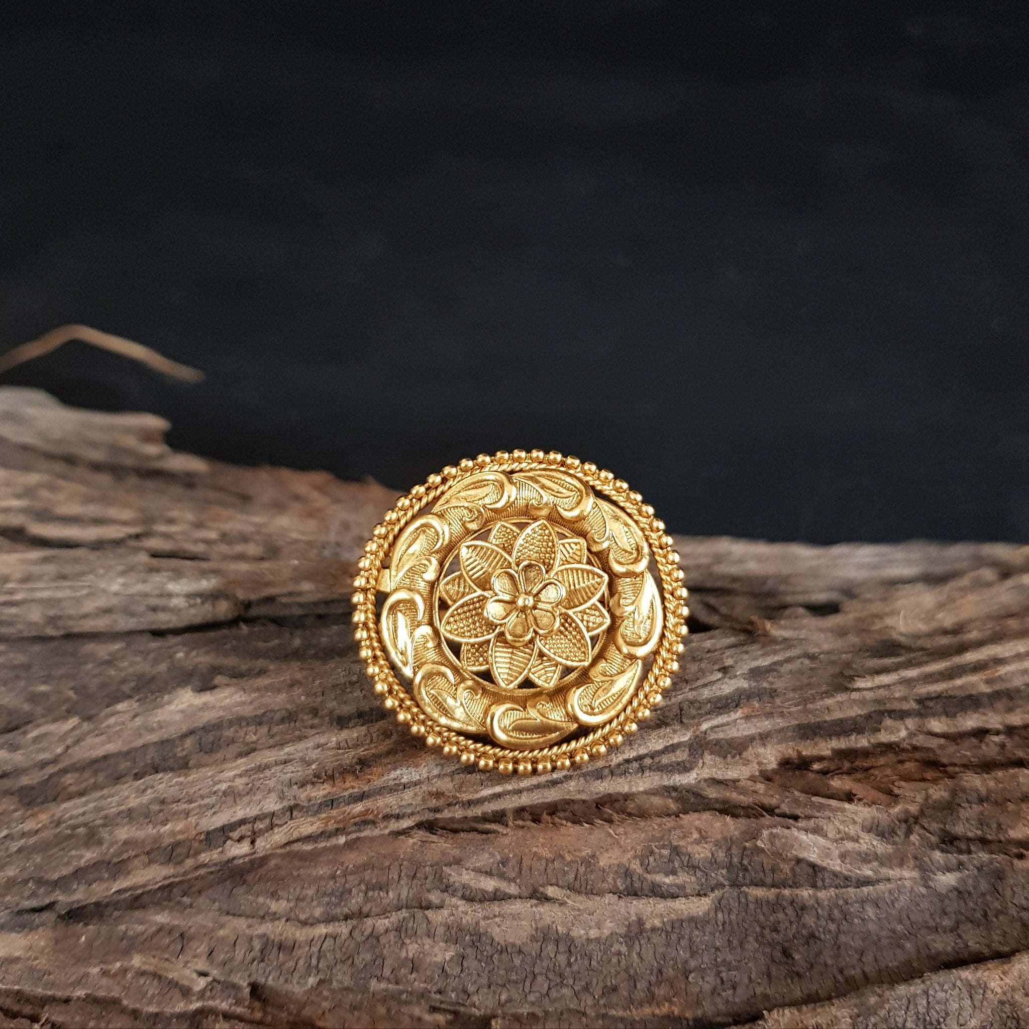 Antique Gold Finish Adjustable Ring 1600-28 - Dazzles Jewellery