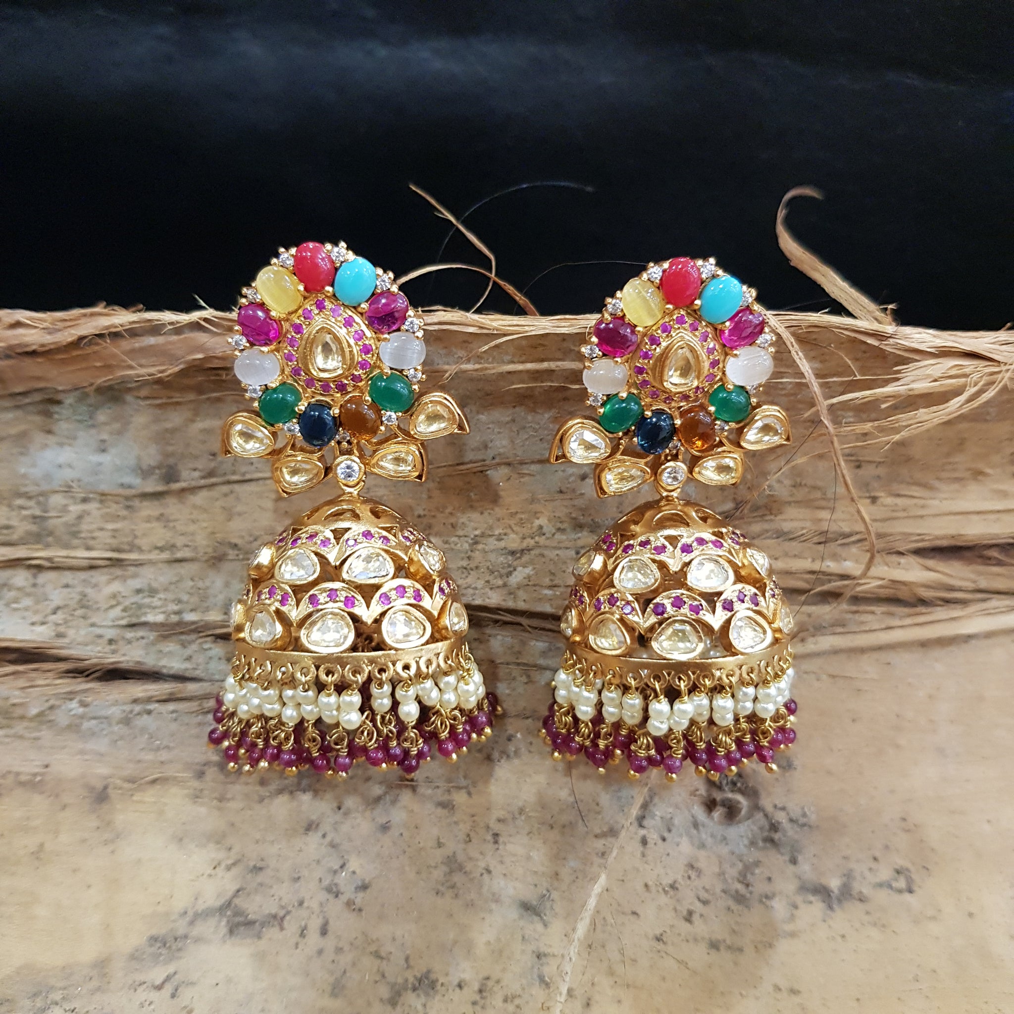 Jhumki Kundan 1658-34-1 - Dazzles Jewellery