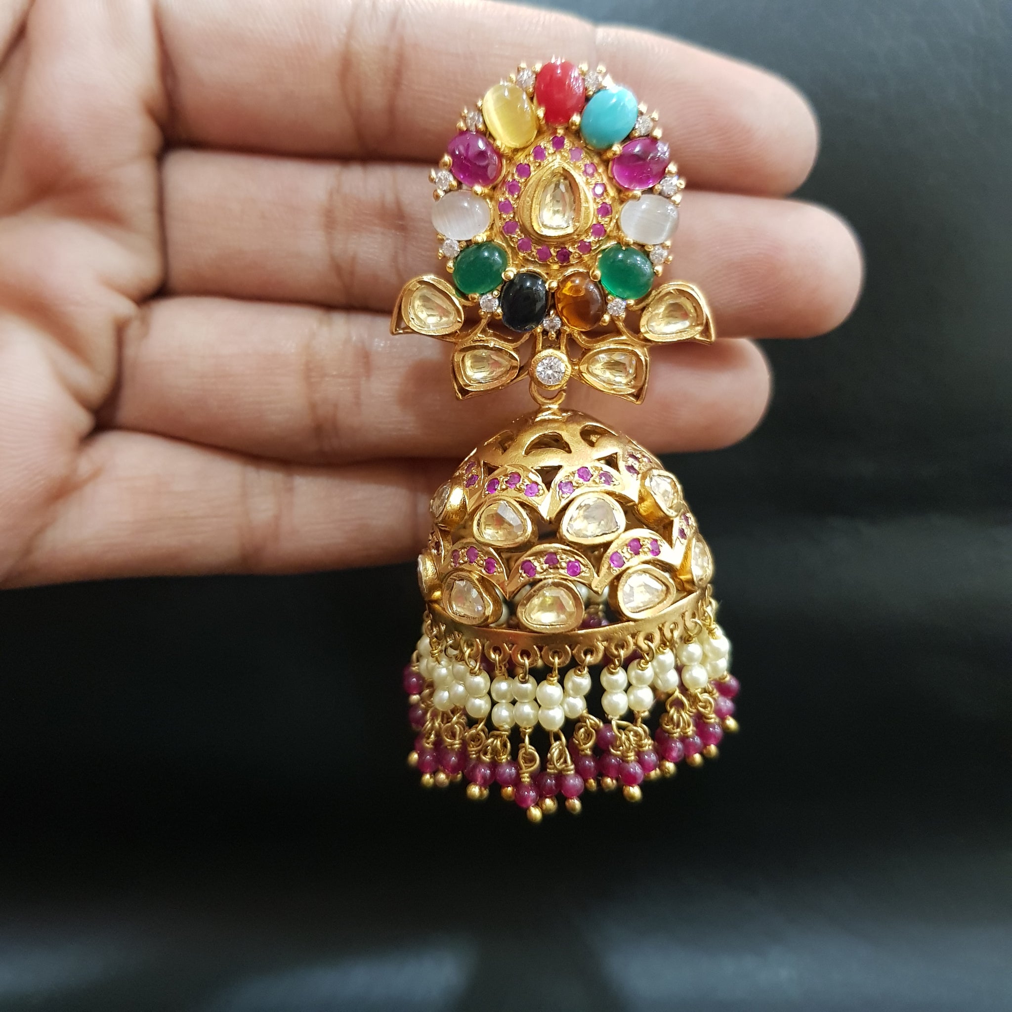 Jhumki Kundan 1658-34-1 - Dazzles Jewellery