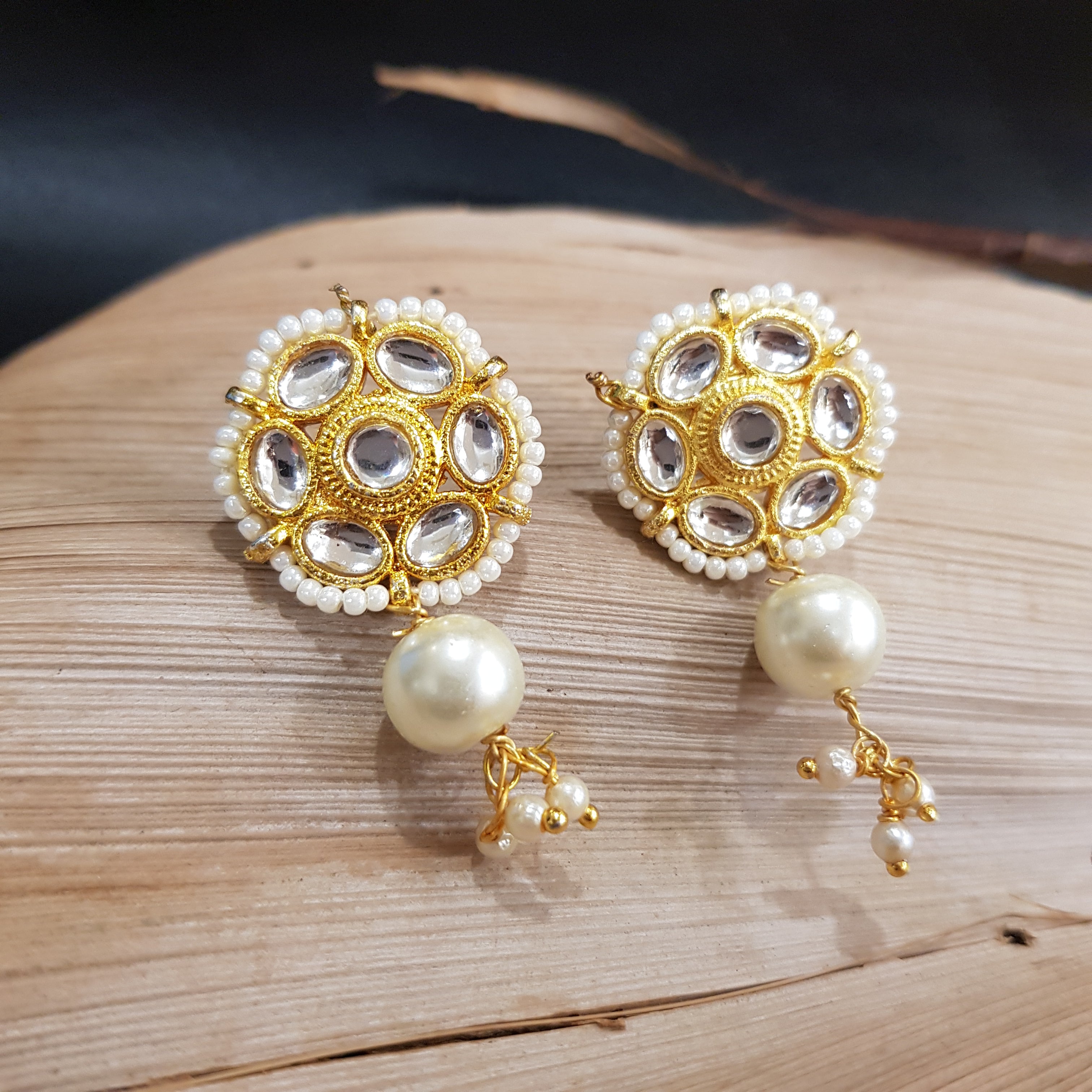 Unique Yellow gold Kundan Earrings – Simpliful Jewelry