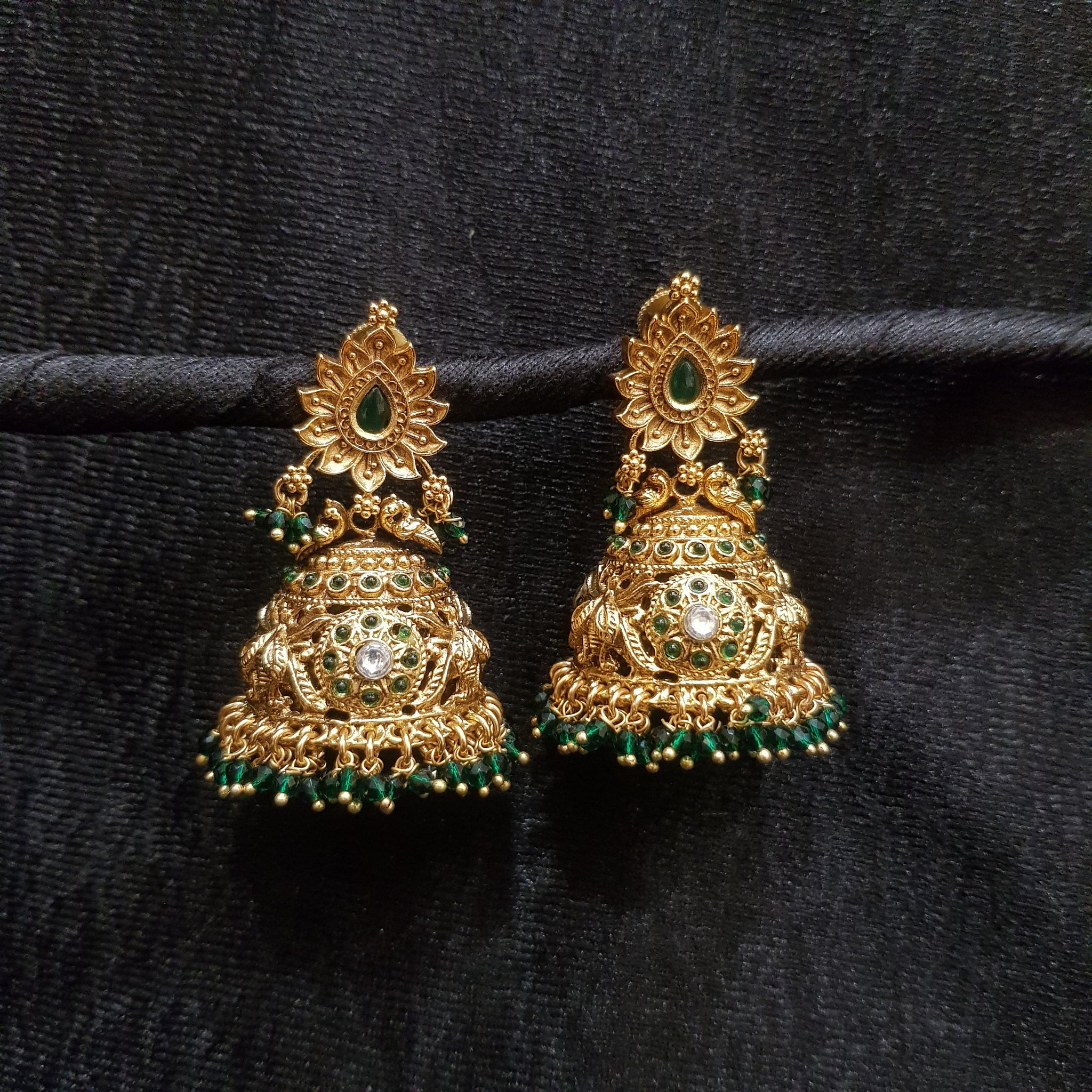 Jhumki Antique Earring 3903-28 - Dazzles Jewellery