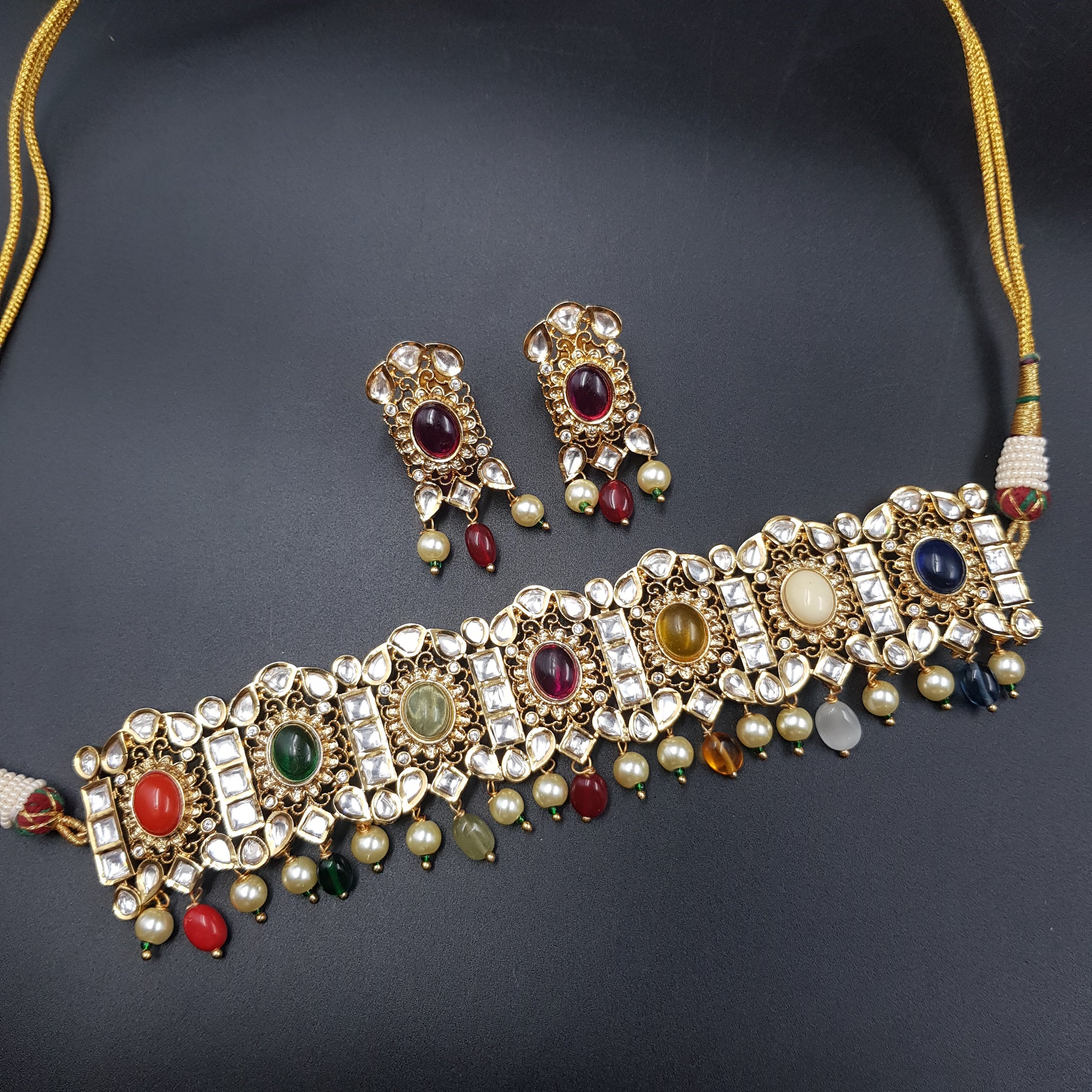 Choker Kundan Necklace Set 5235-34 - Dazzles Jewellery