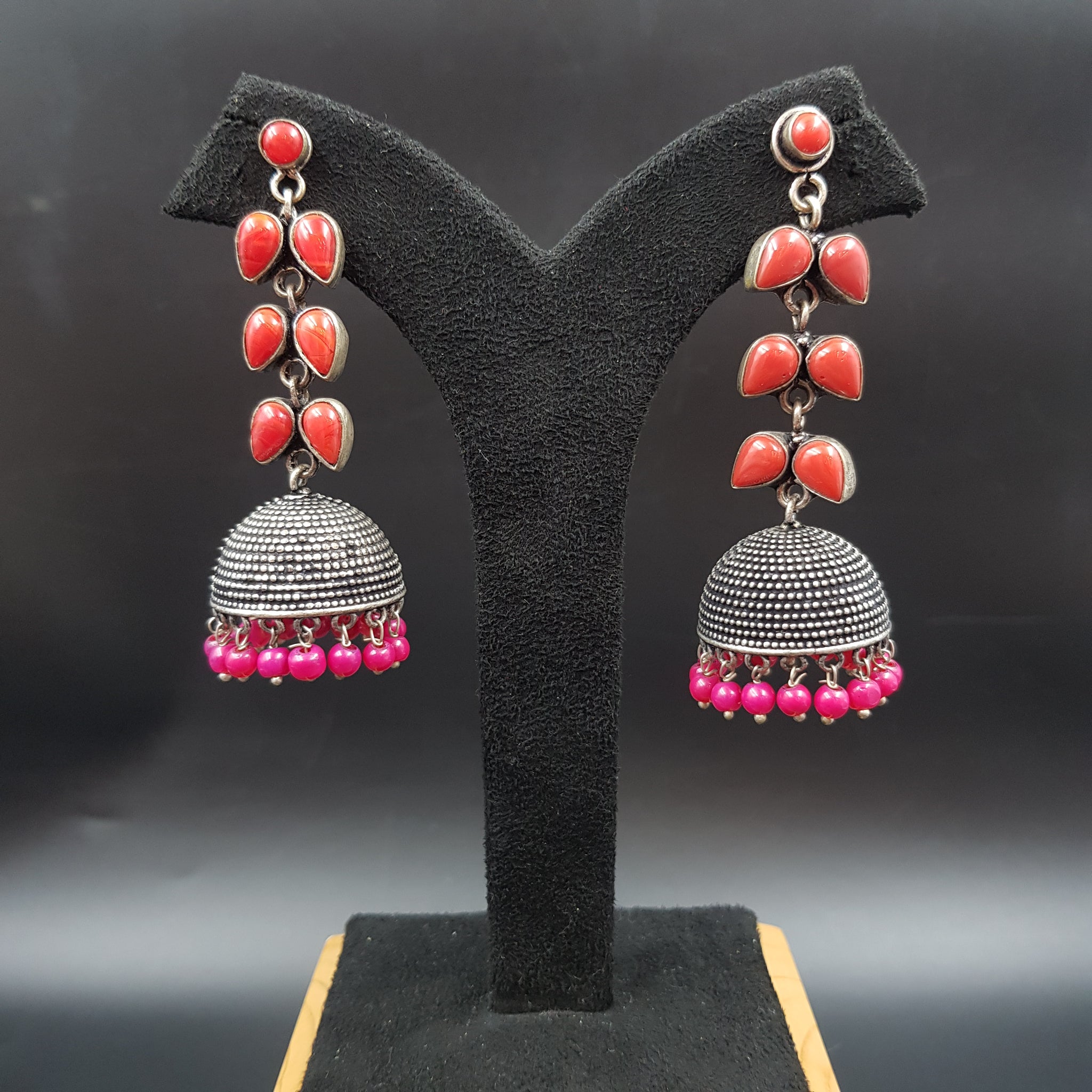 Red Oxidized Earring - Dazzles Jewellery