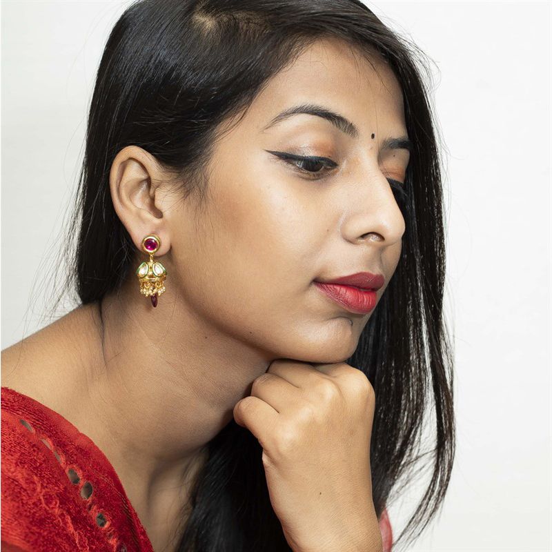 Ruby Kundan Earring - Dazzles Jewellery