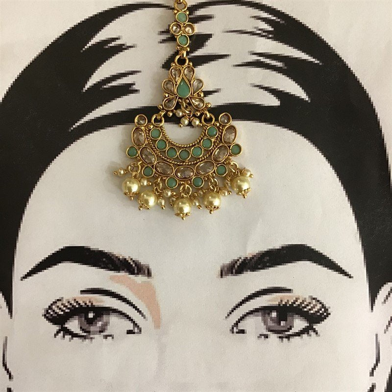 Mint Green Maang Tikka - Dazzles Jewellery